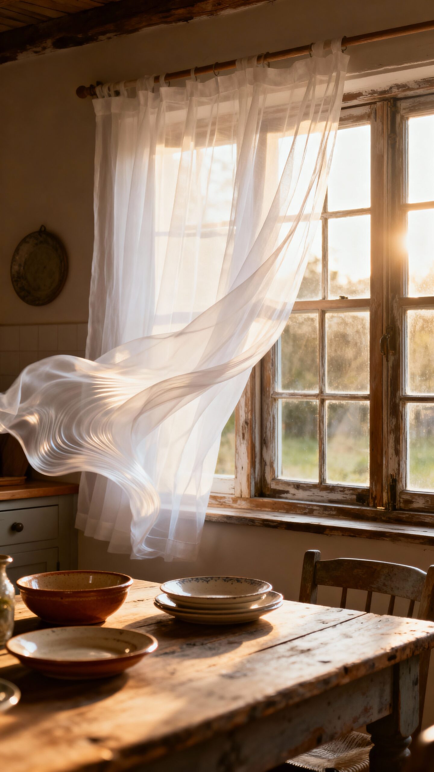 bright airy farmhouse kitchen curtains