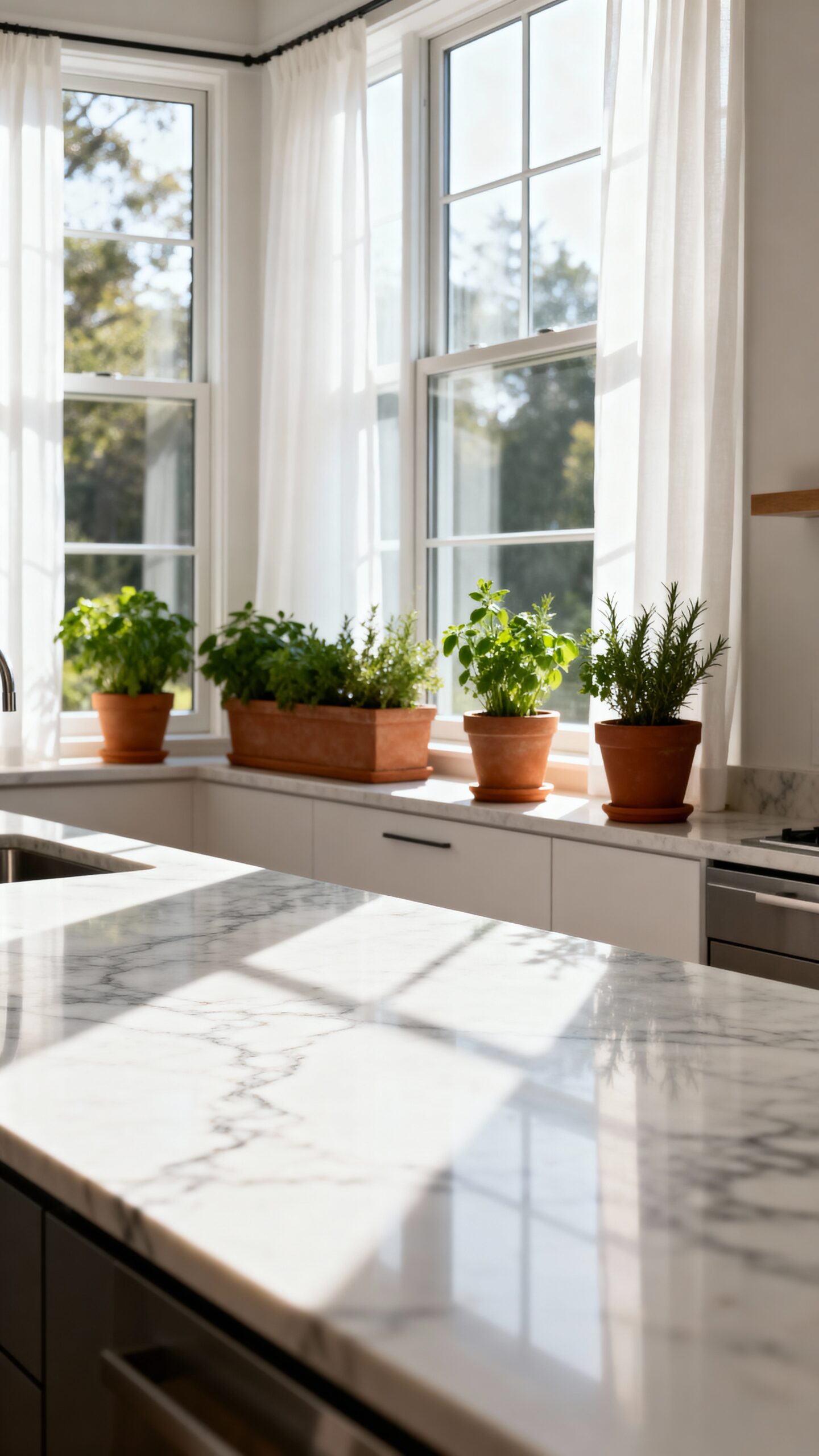 bright and airy kitchen windows