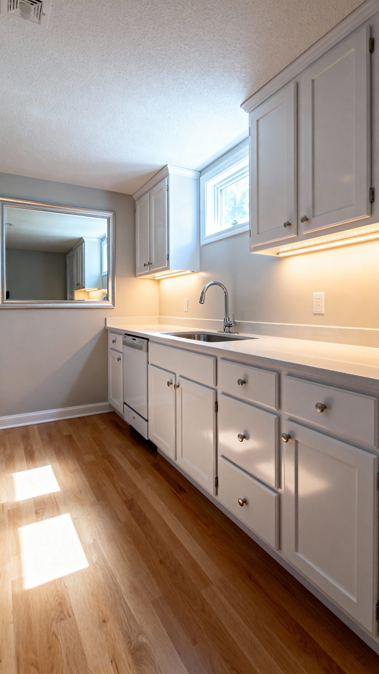 bright compact functional basement kitchens