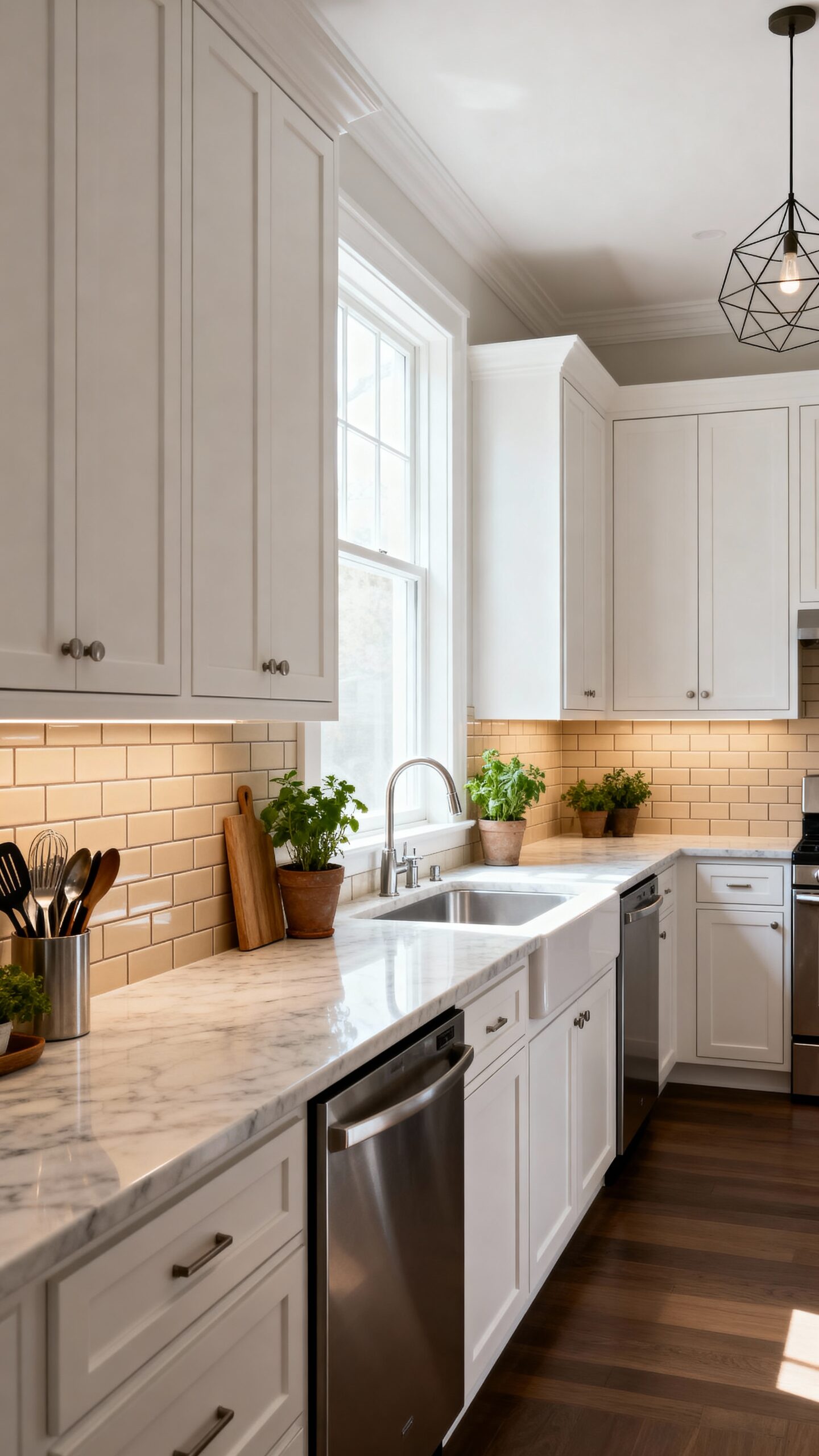 brighten small kitchen s visual expanse
