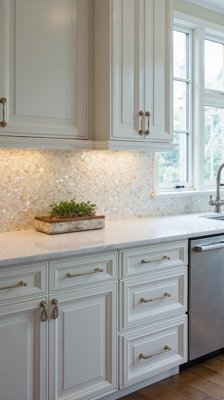captivating coastal kitchen shell inlays