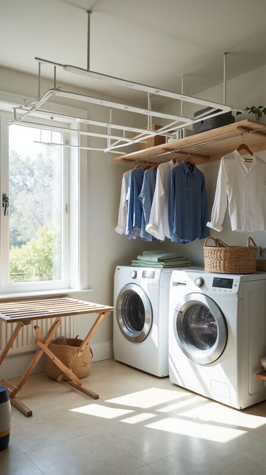 ceiling mounted retractable space saving laundry solutions