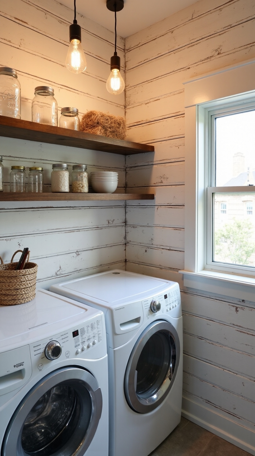charming farmhouse shiplap laundry space