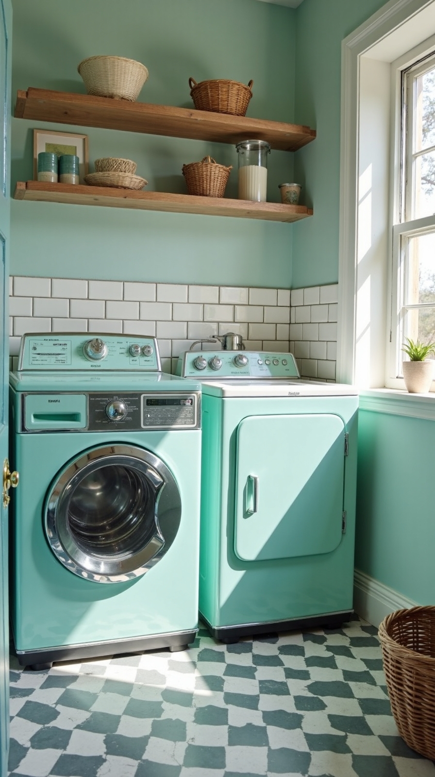 cheerful retro pastel laundry appliances