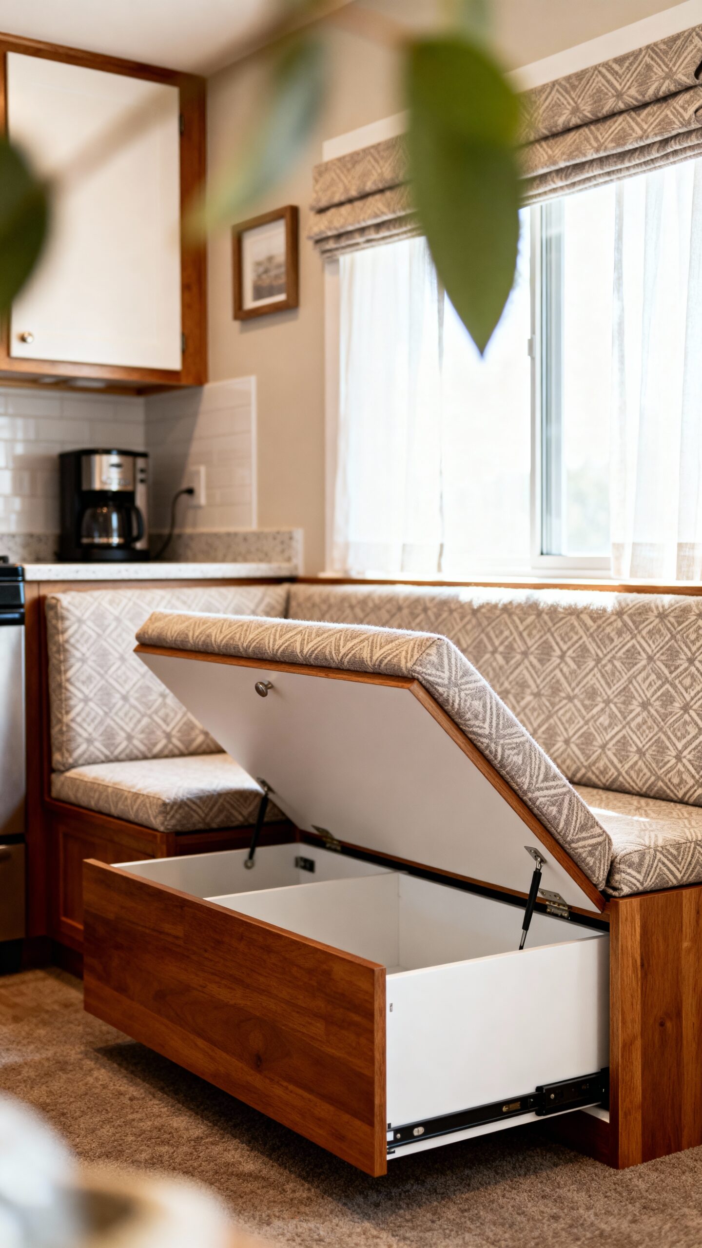 compact customizable concealed comfortable banquette seating