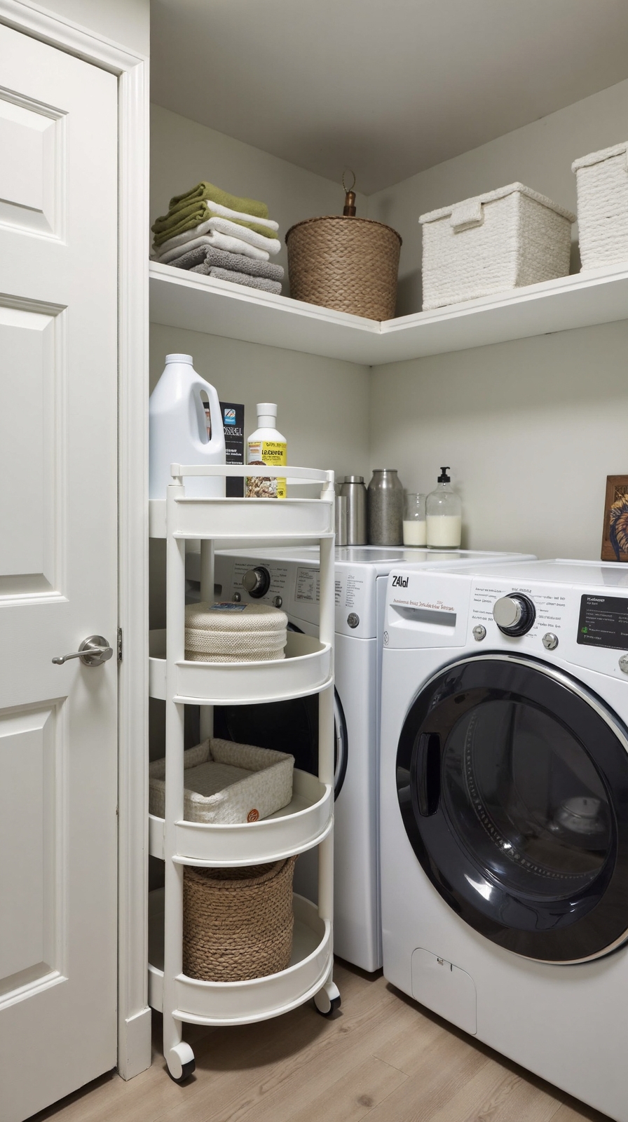 compact mobile convenient laundry room storage