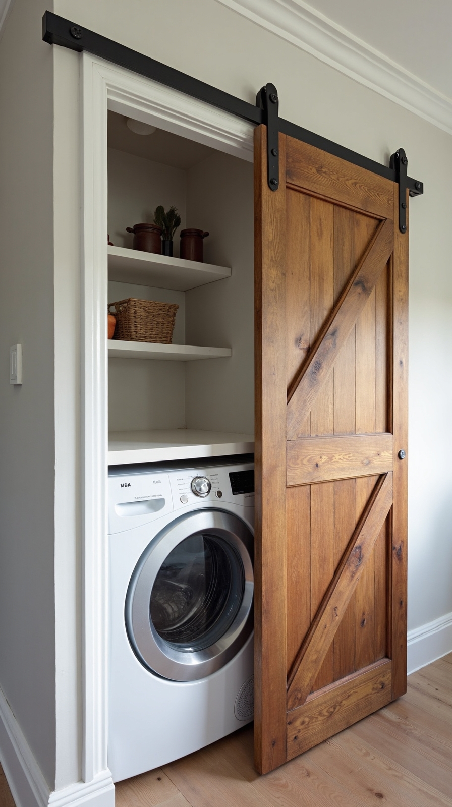 conceal laundry with sliding barn door