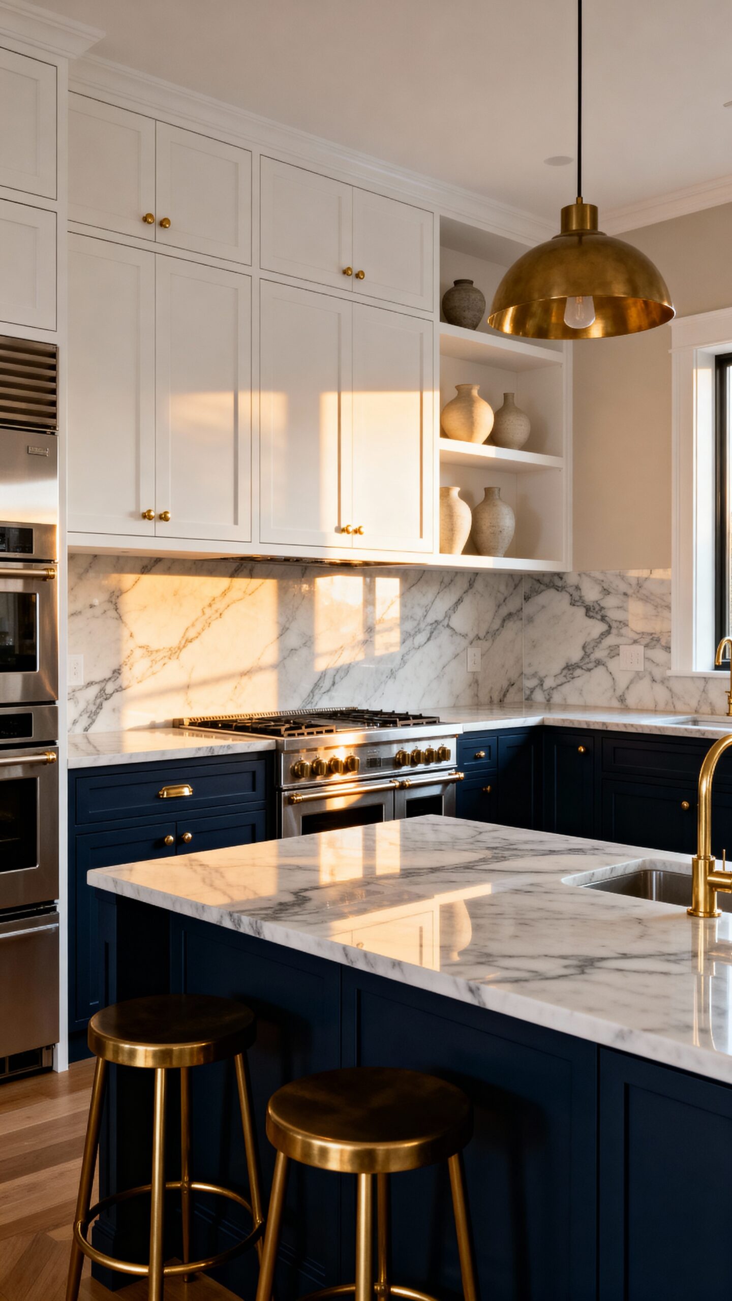 contrasting color kitchen cabinet design