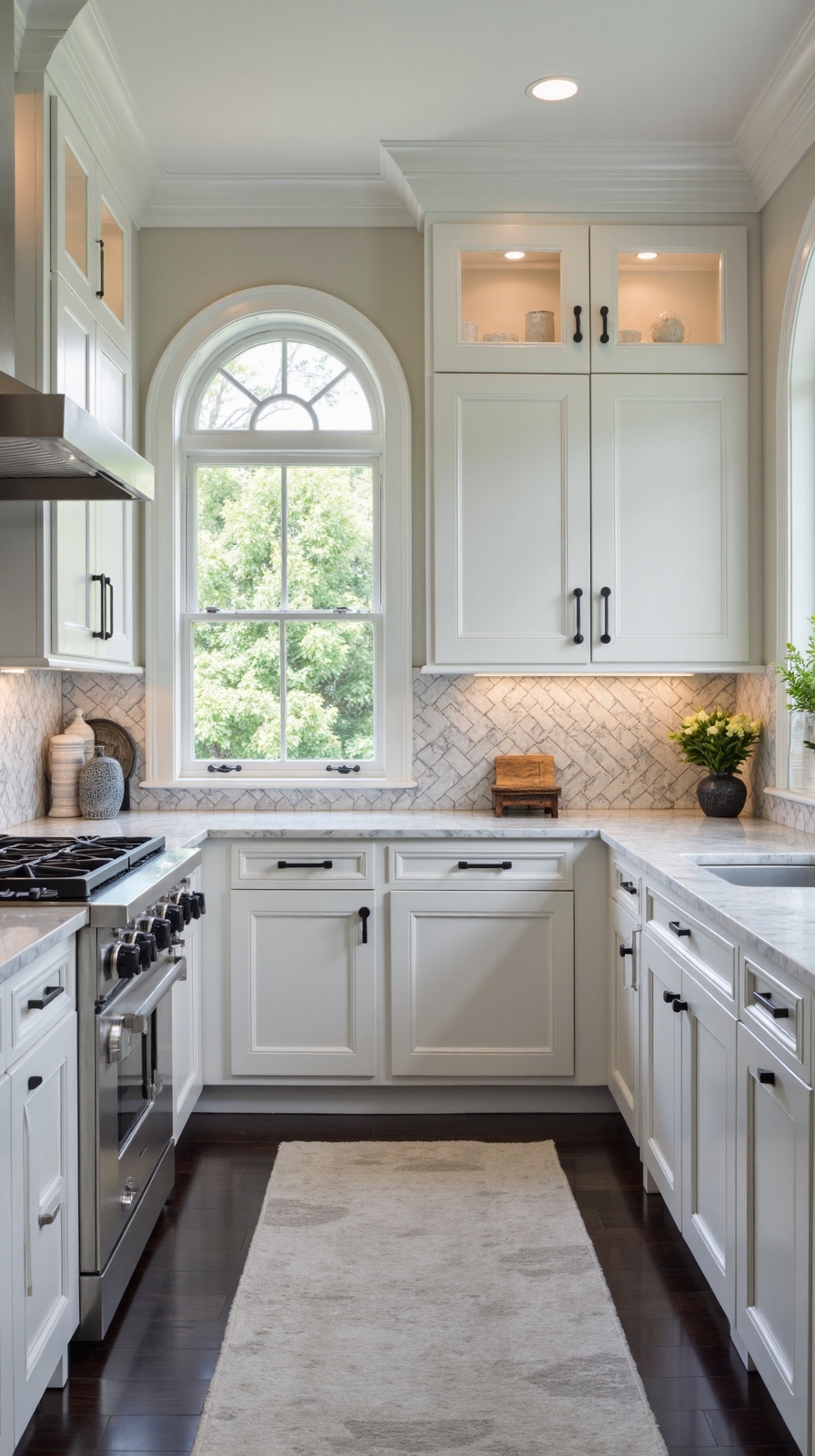 contrasting marble visual depth backsplash