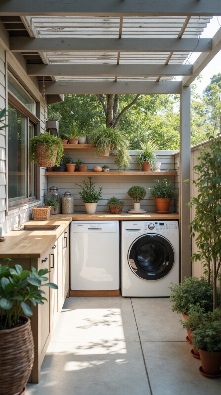 convenient outdoor laundry room designs