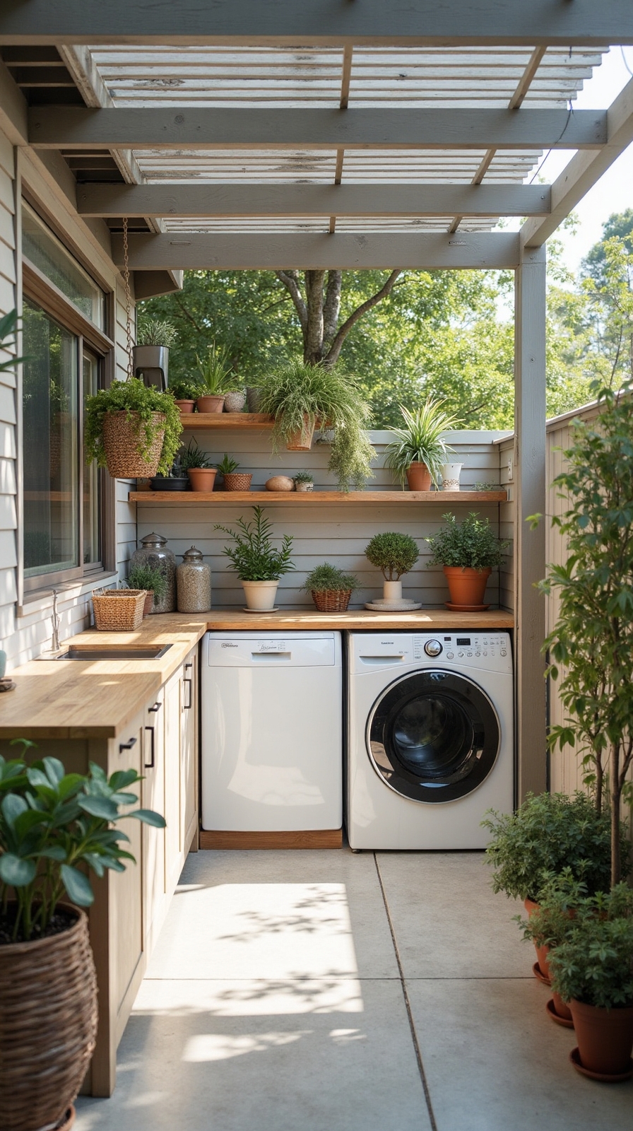 convenient outdoor laundry room designs