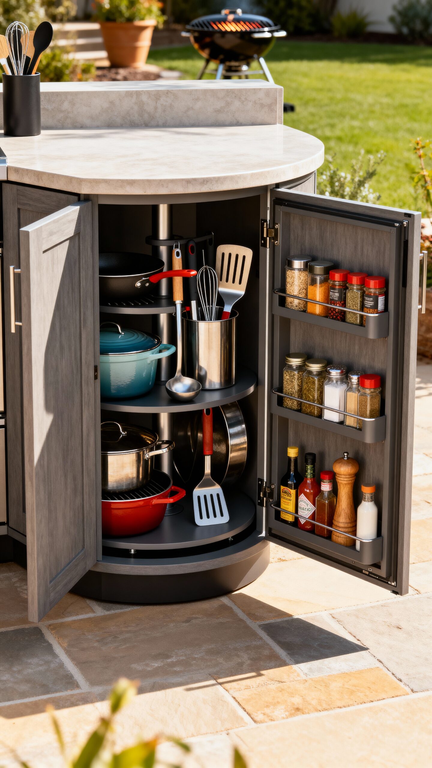 convenient rotating corner cabinet storage