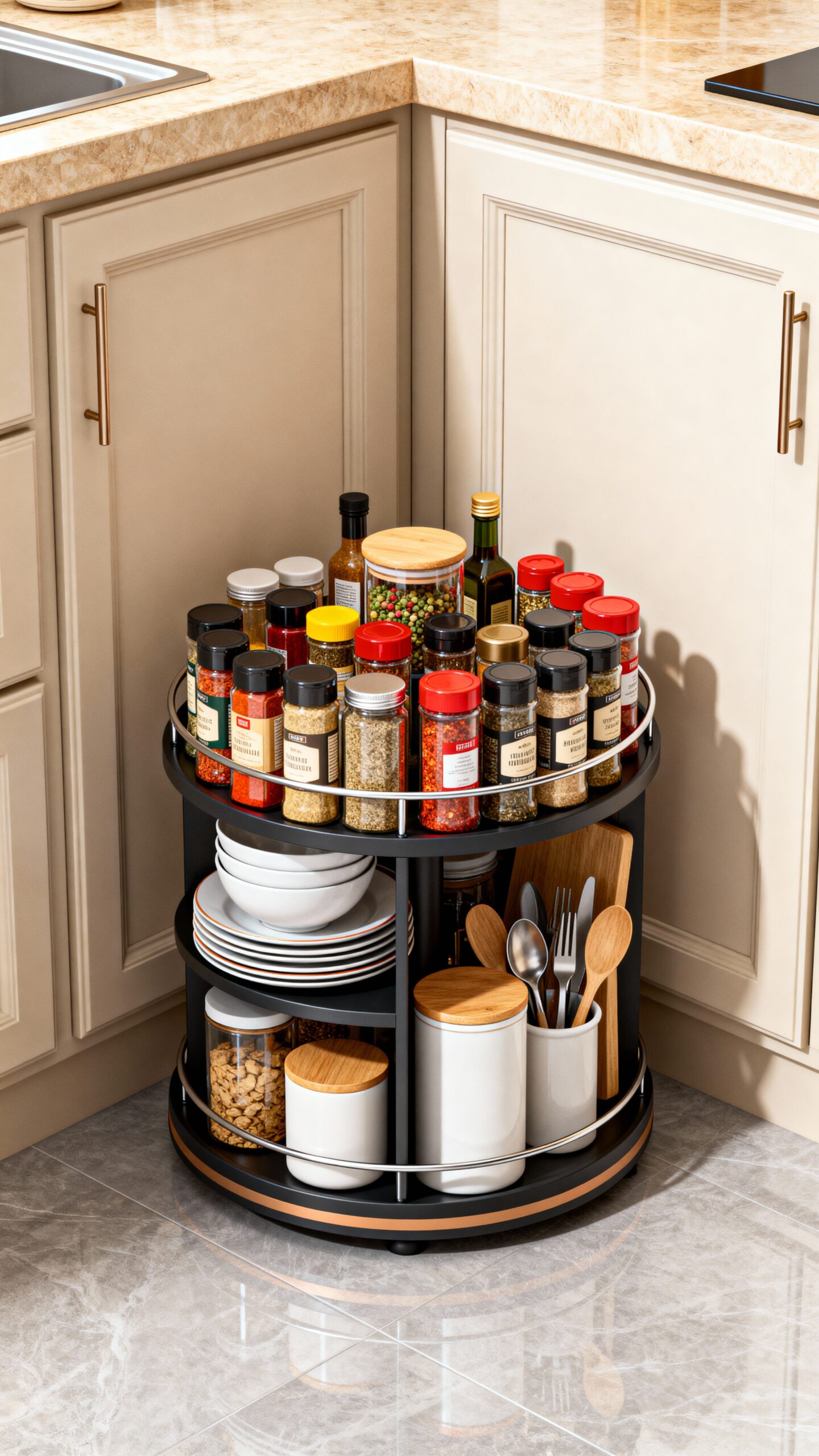 convenient rotating kitchen storage solutions