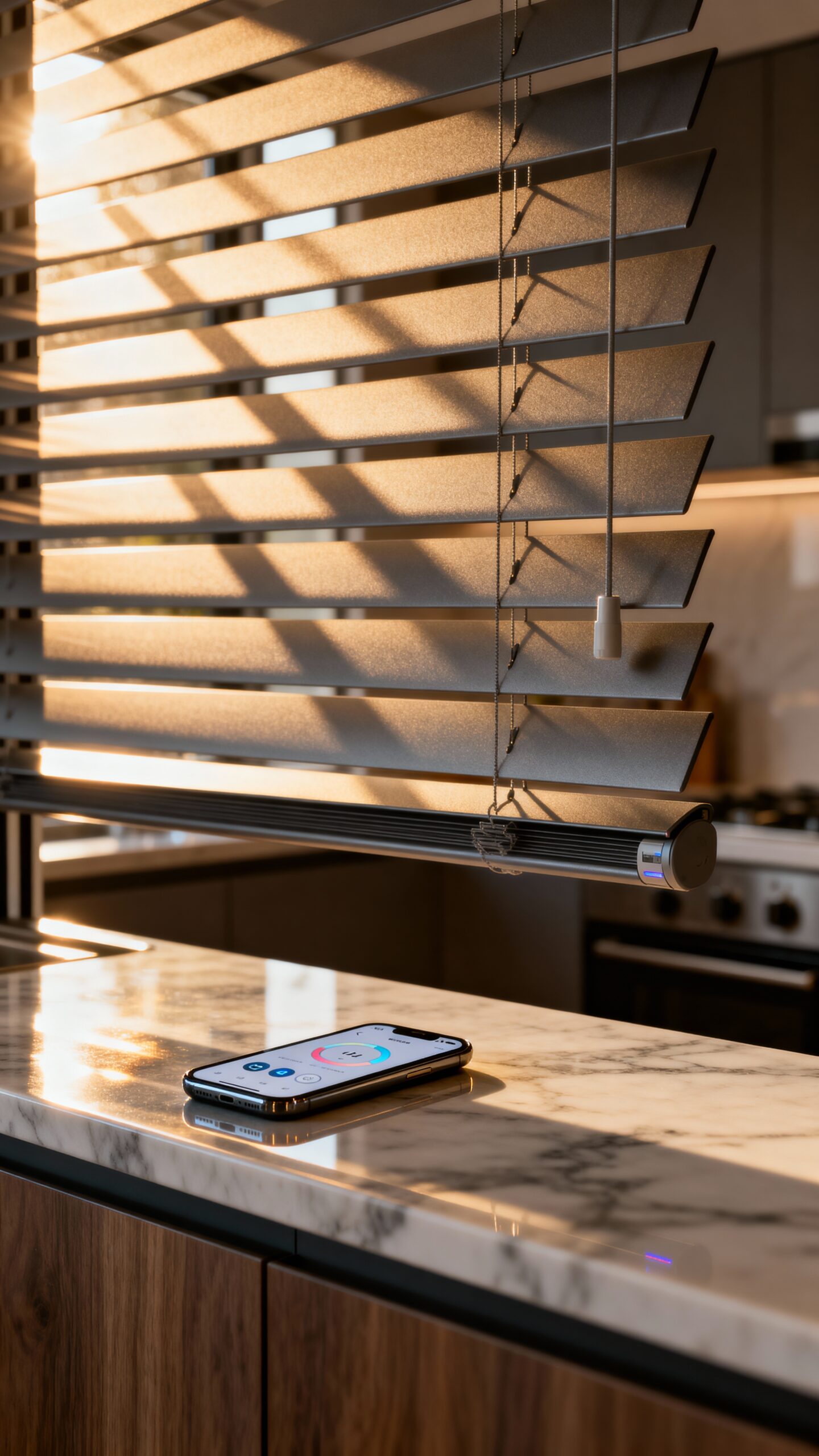 convenient voice controlled kitchen window blinds