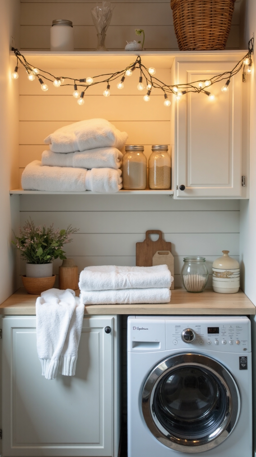 cozy ambient string light installation