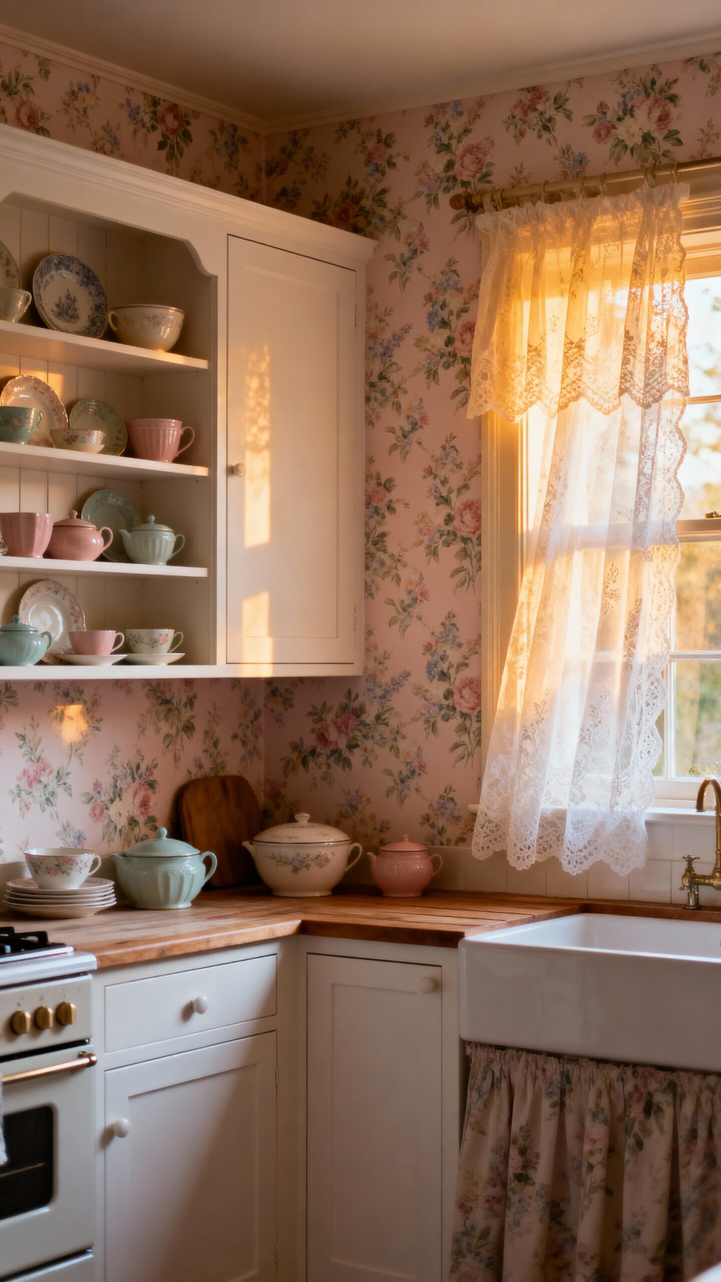 cozy charming cottage kitchen florals