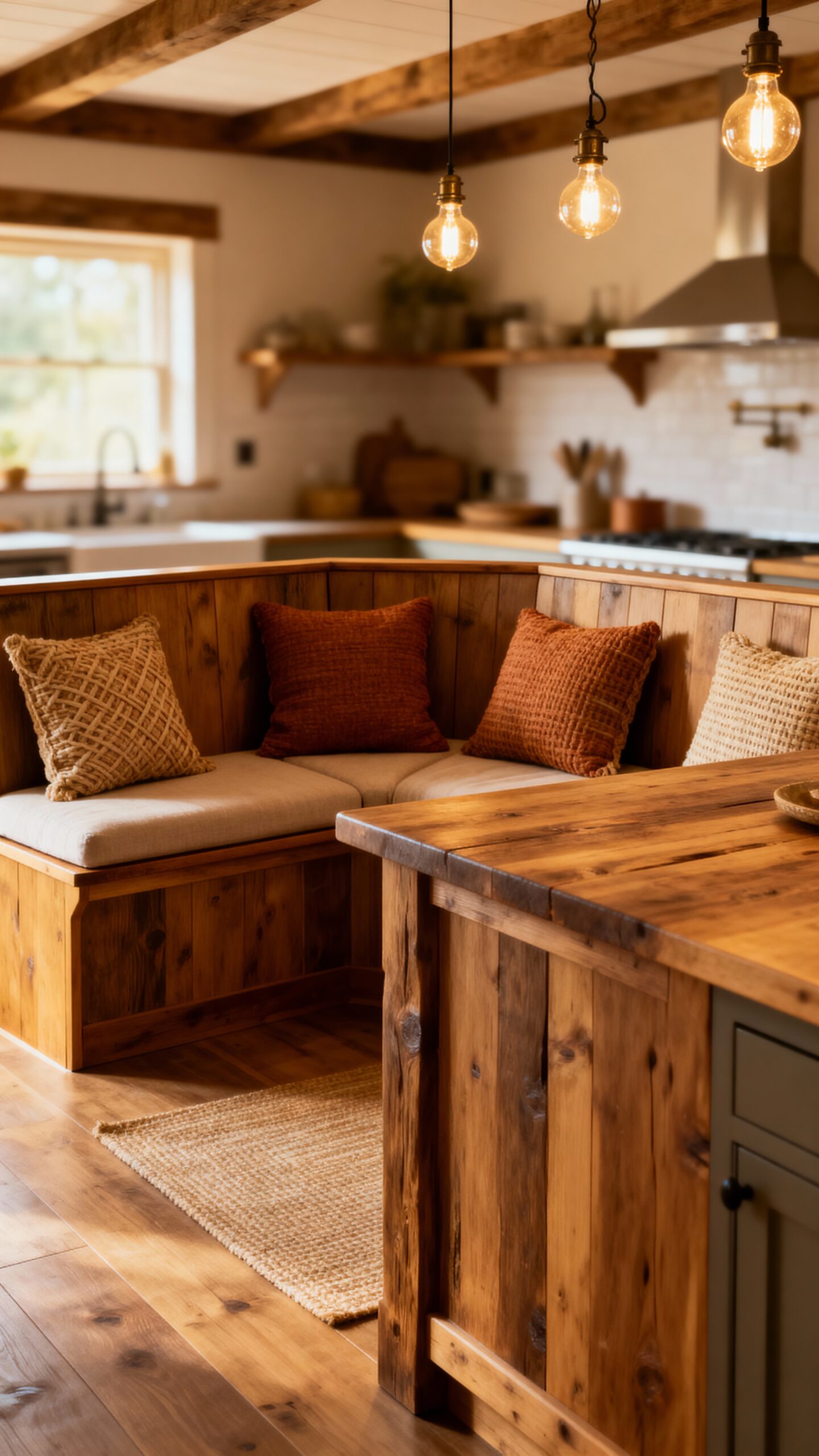 cozy farmhouse island seating socializing hub