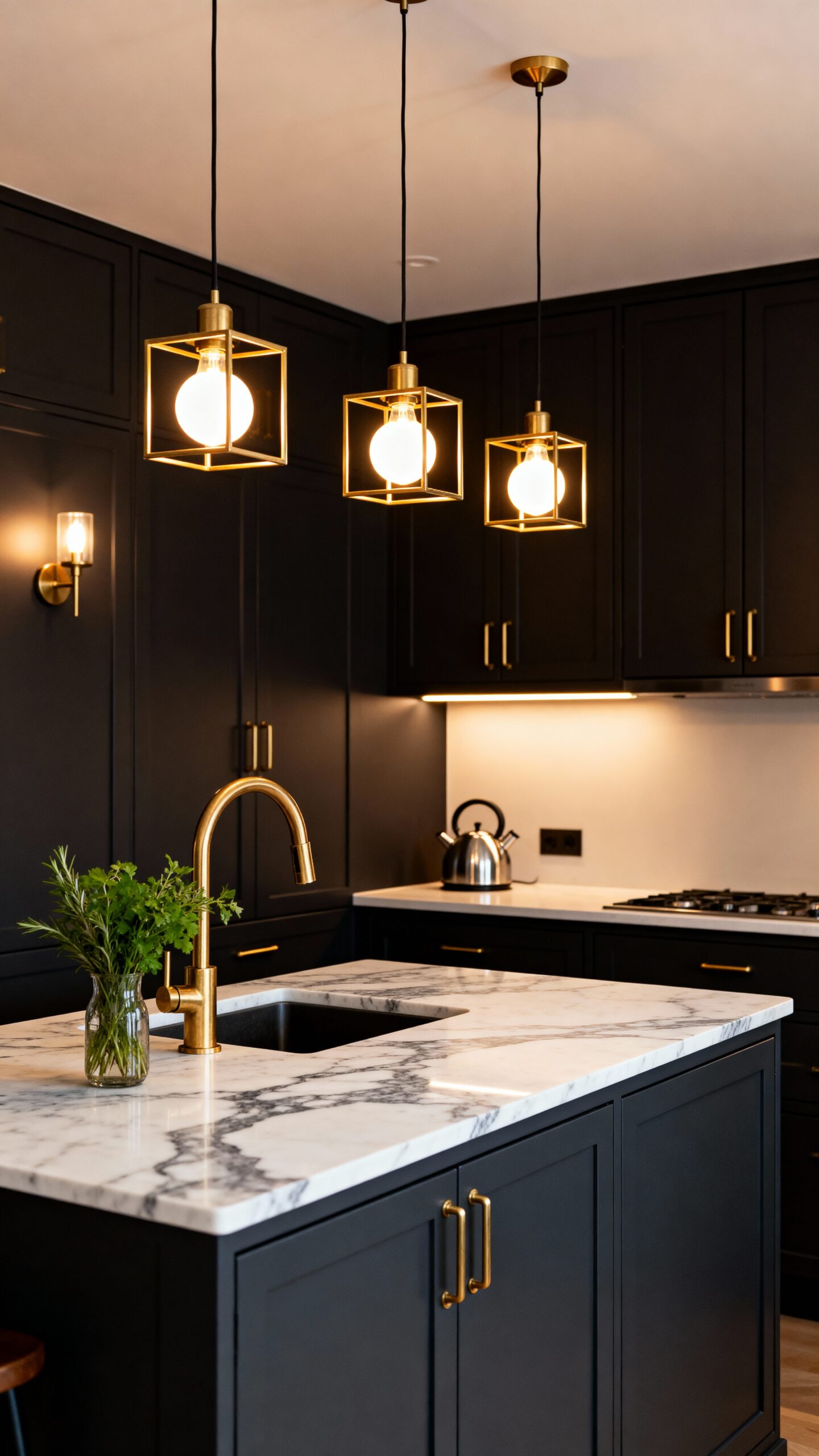 cozy moody small inviting kitchen