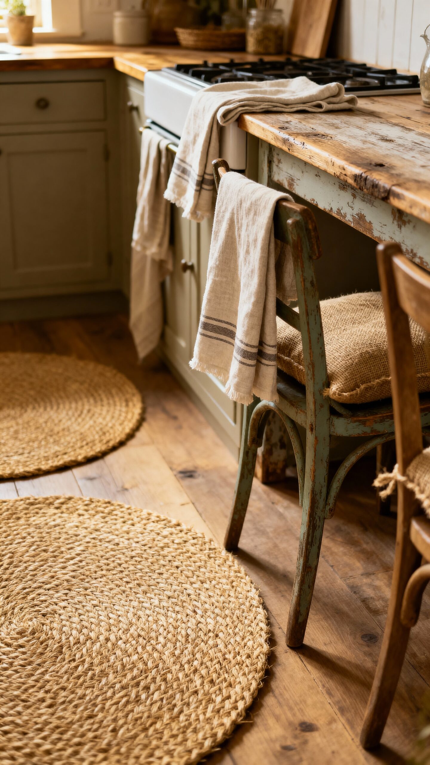 cozy natural fiber kitchen textiles