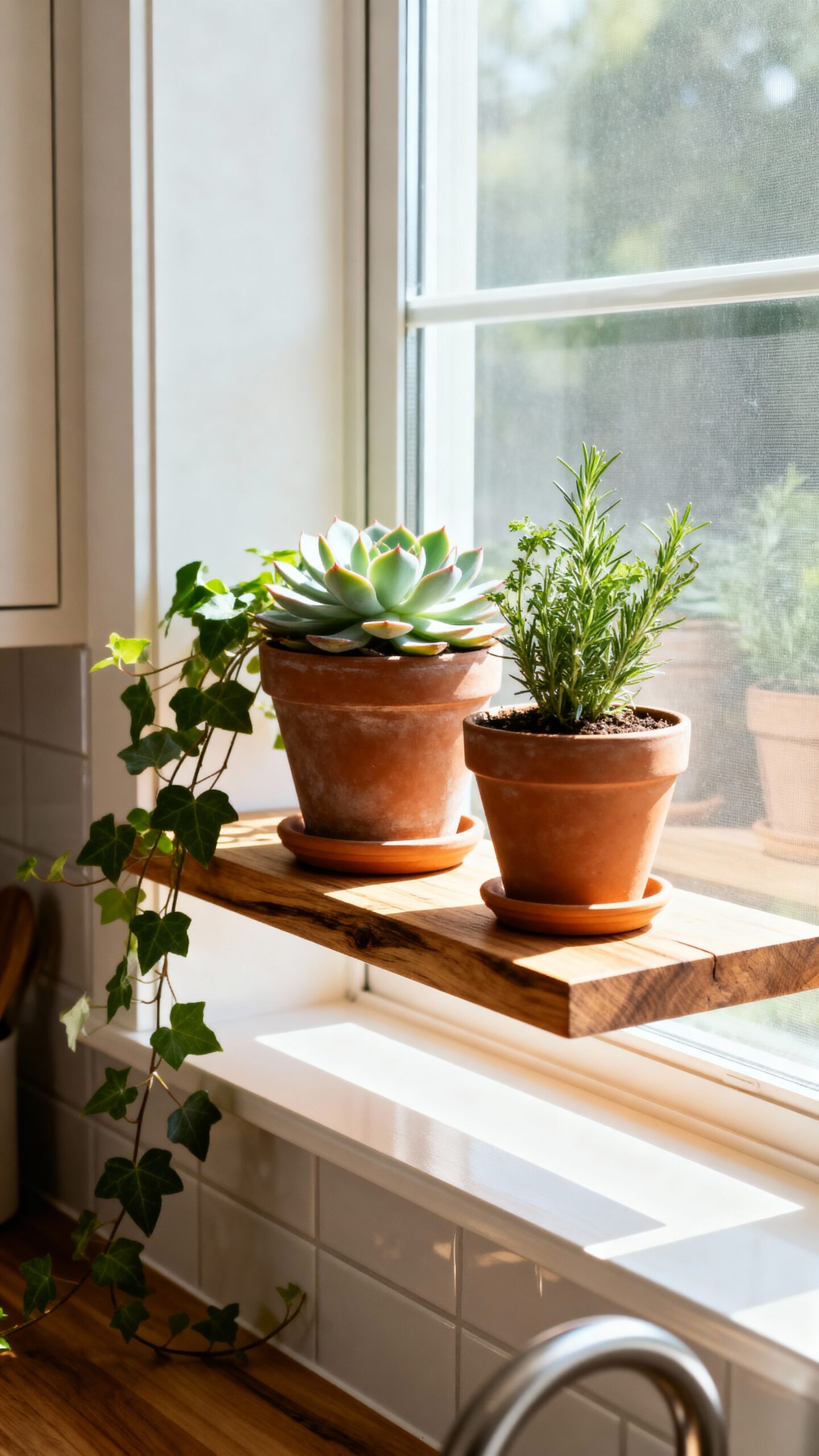cozy natural wood plant displays