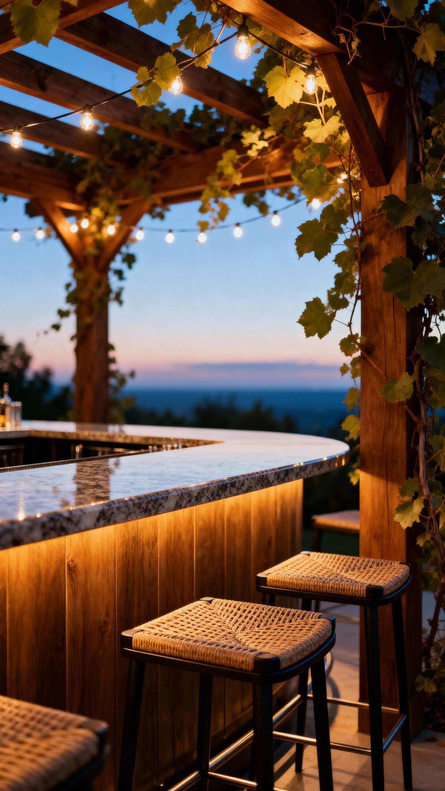 cozy shaded private outdoor bar retreat