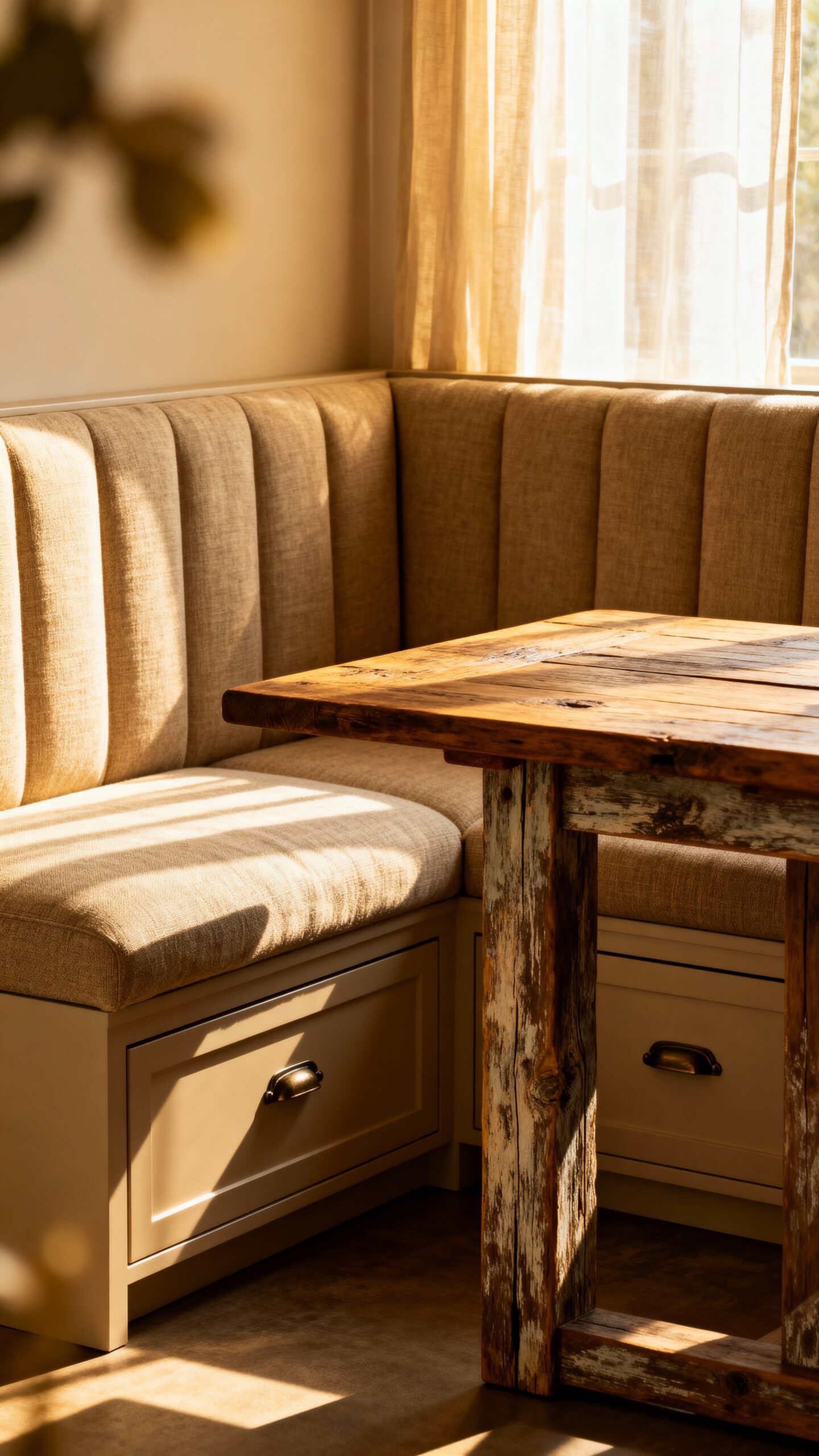 cozy storage efficient kitchen banquette seating