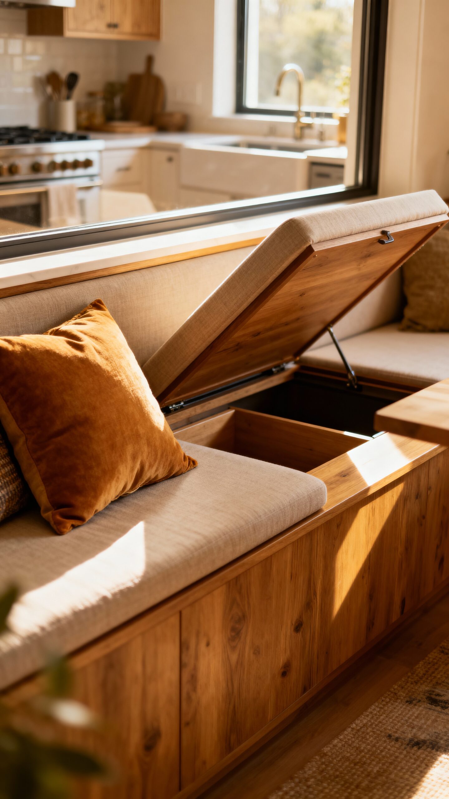 customizable built in banquette storage solution