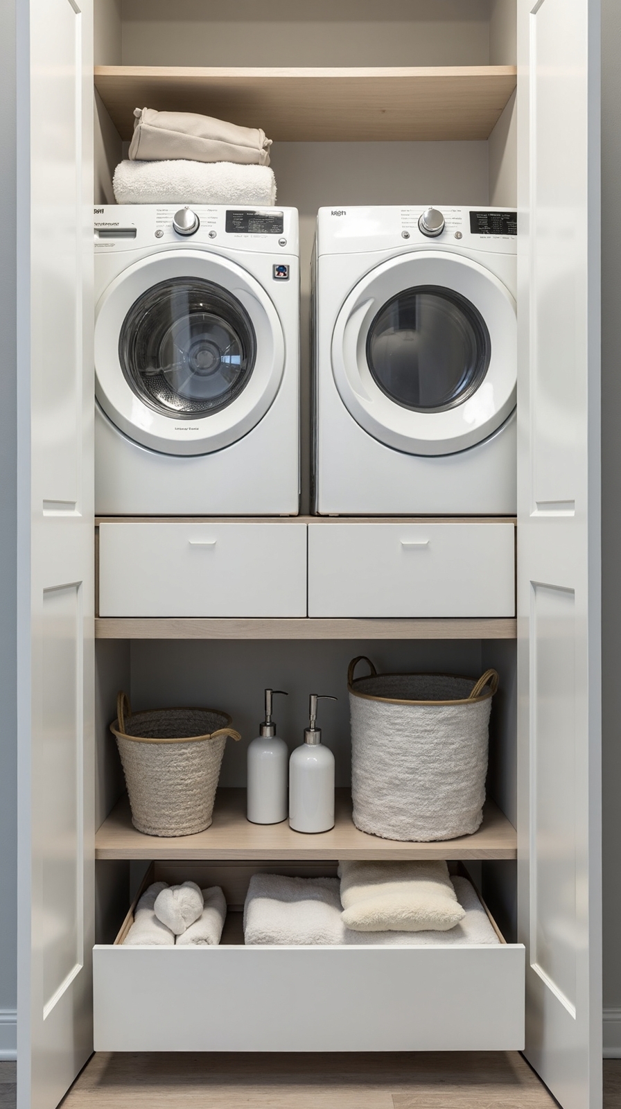 customizable pull out laundry storage drawers