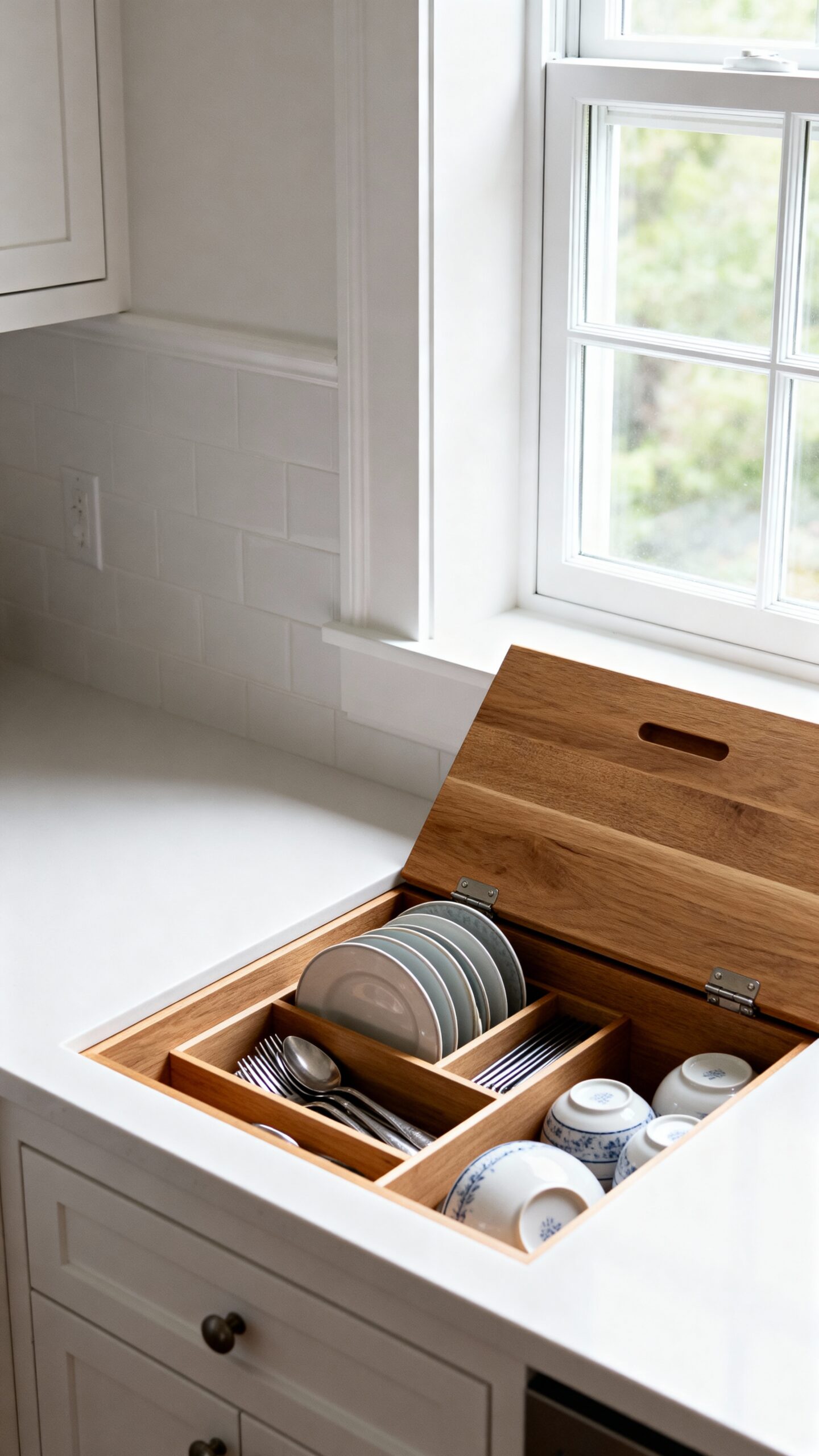 customizable window storage compartments with hinged tops