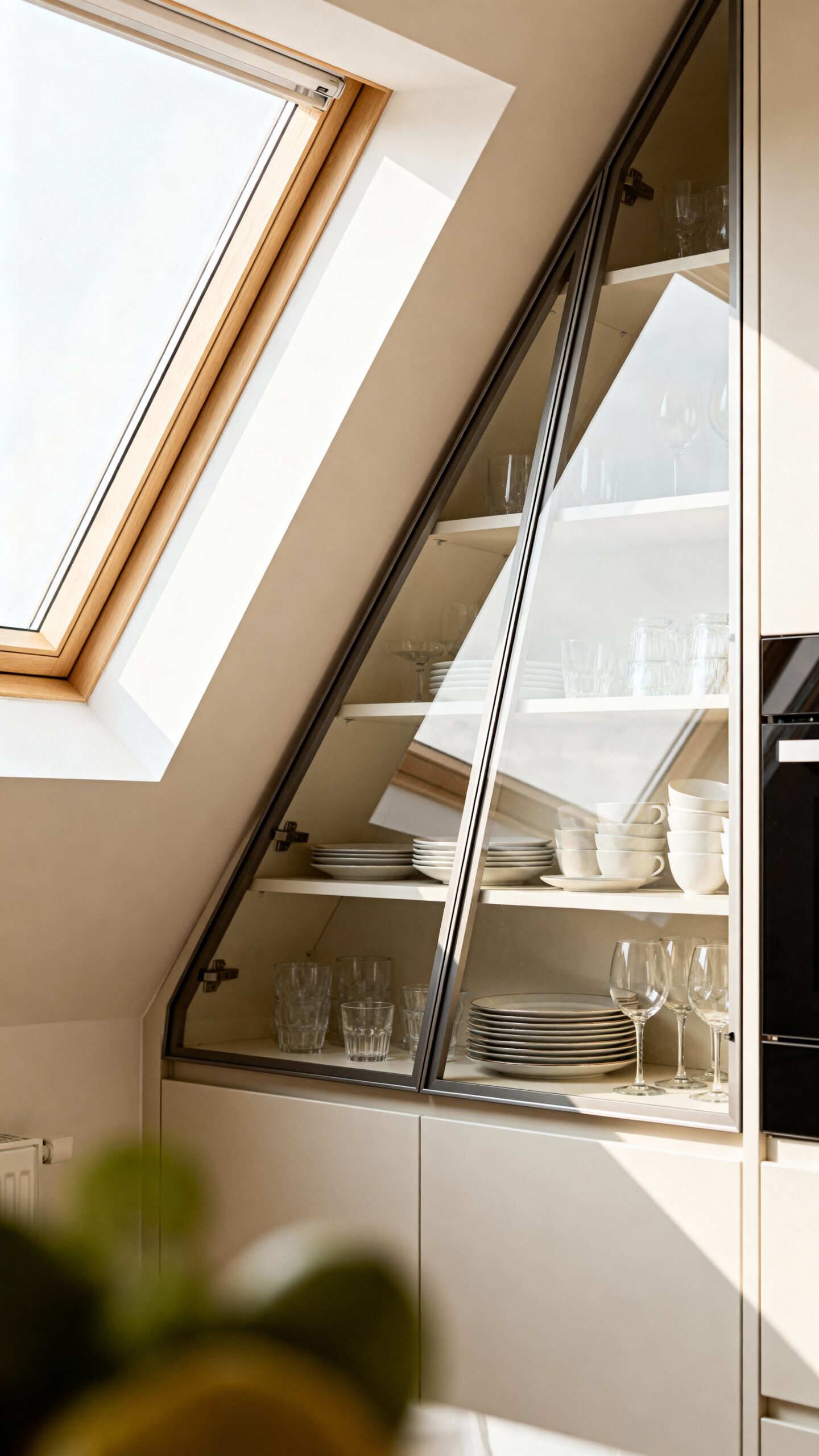 customized angled cabinet storage solutions