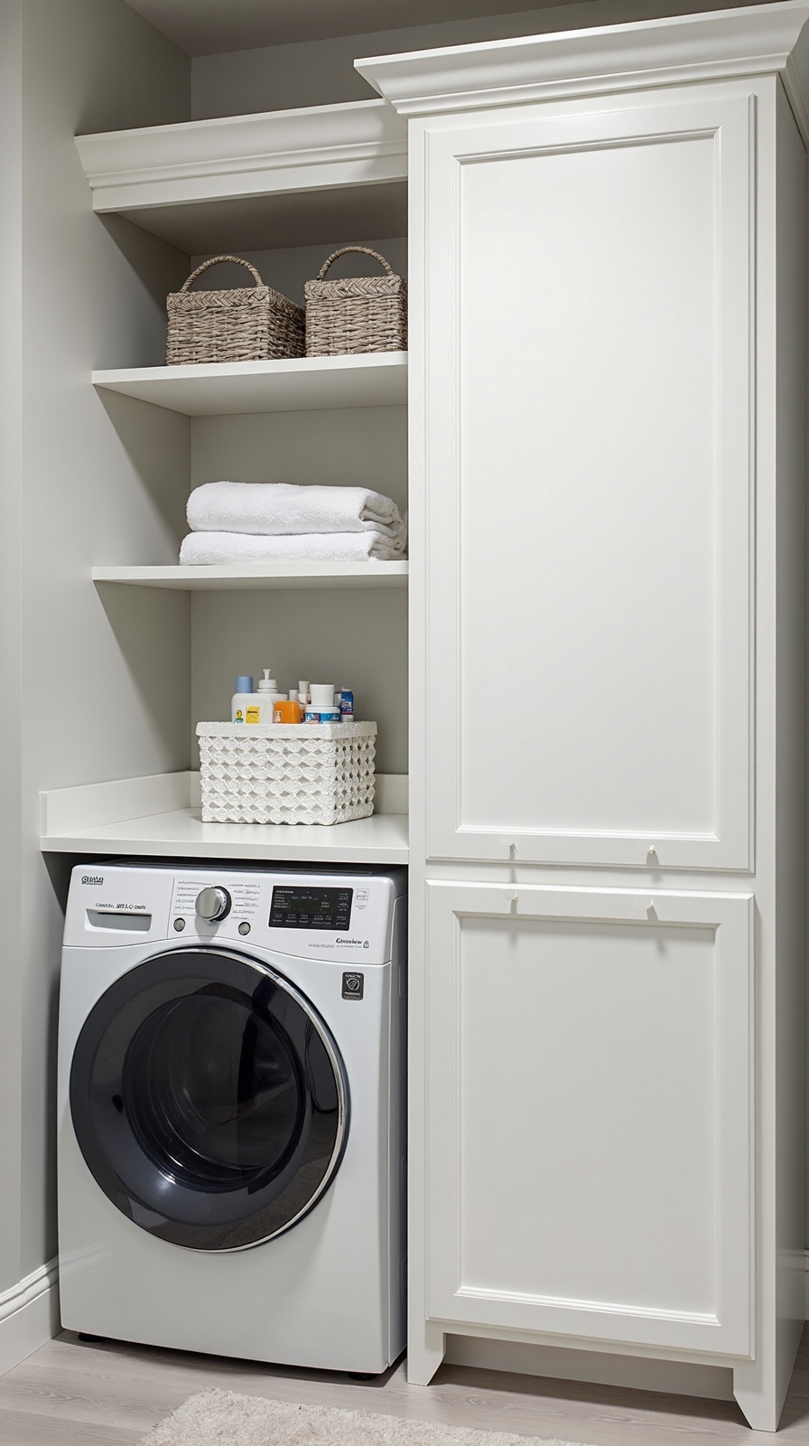 customized laundry room cabinetry for top loaders