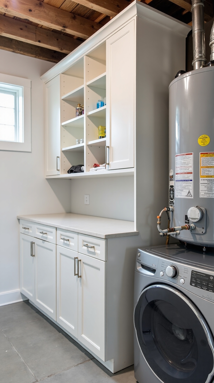 customized storage around utility equipment