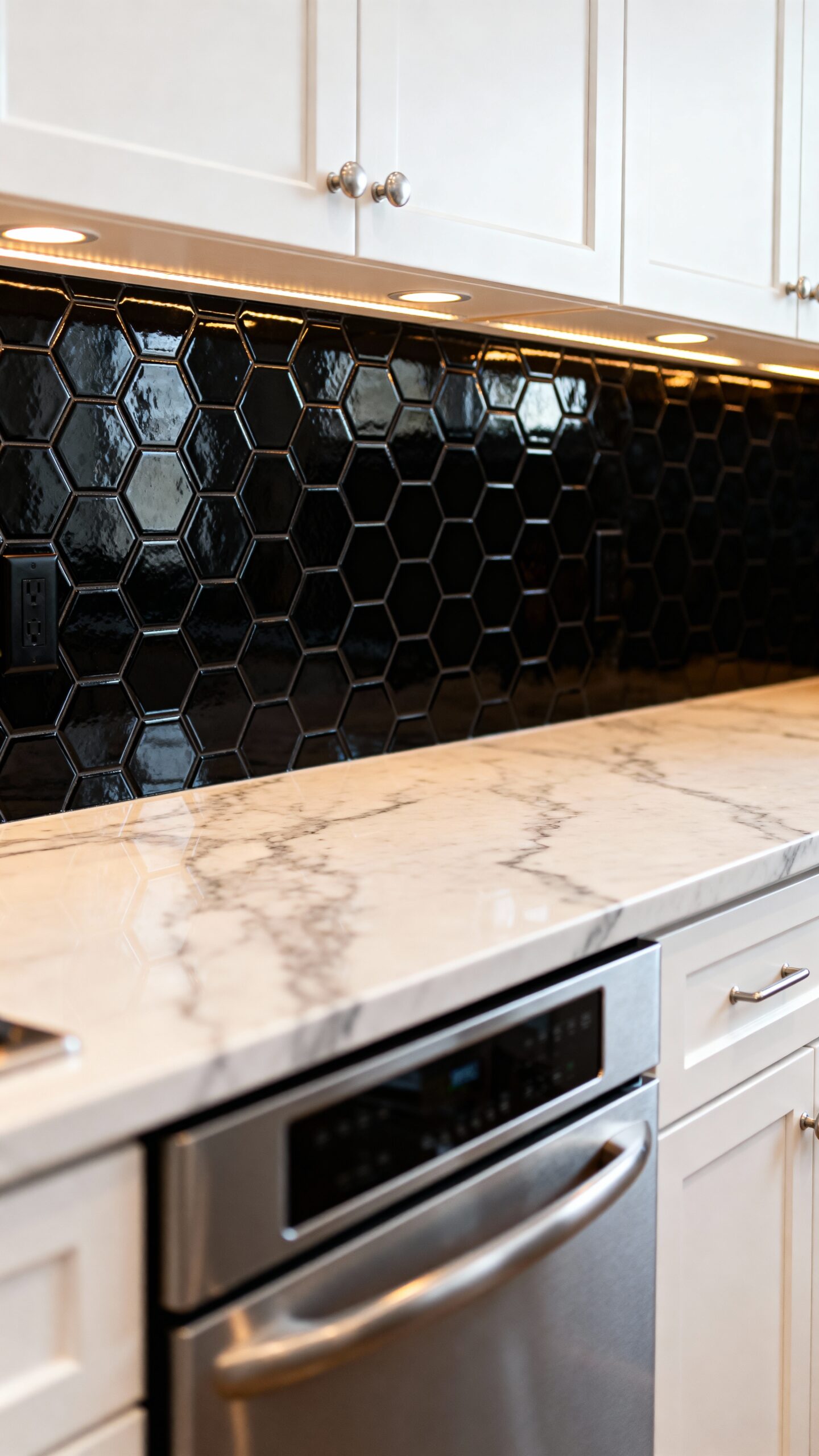 dark sophisticated kitchen contrast