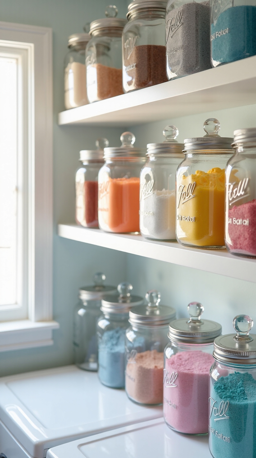 decorative glass jars display detergent storage