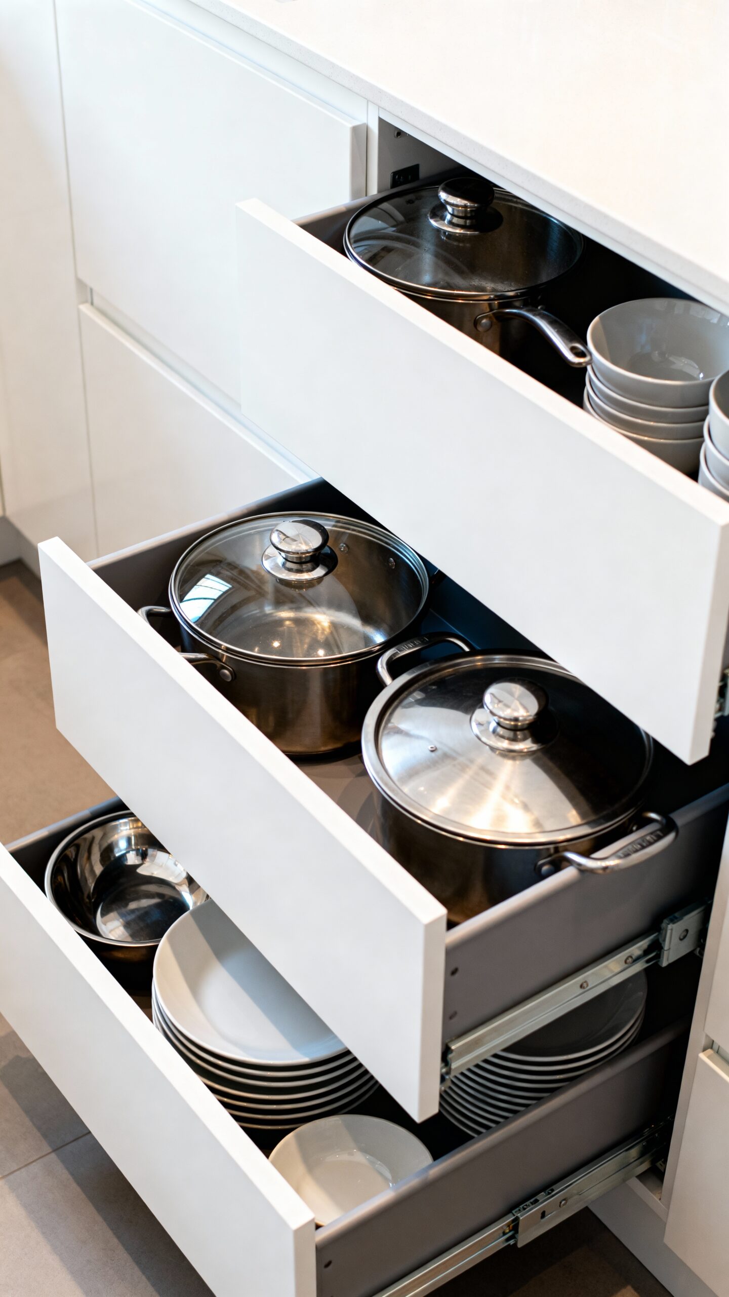 deep base cabinet organization