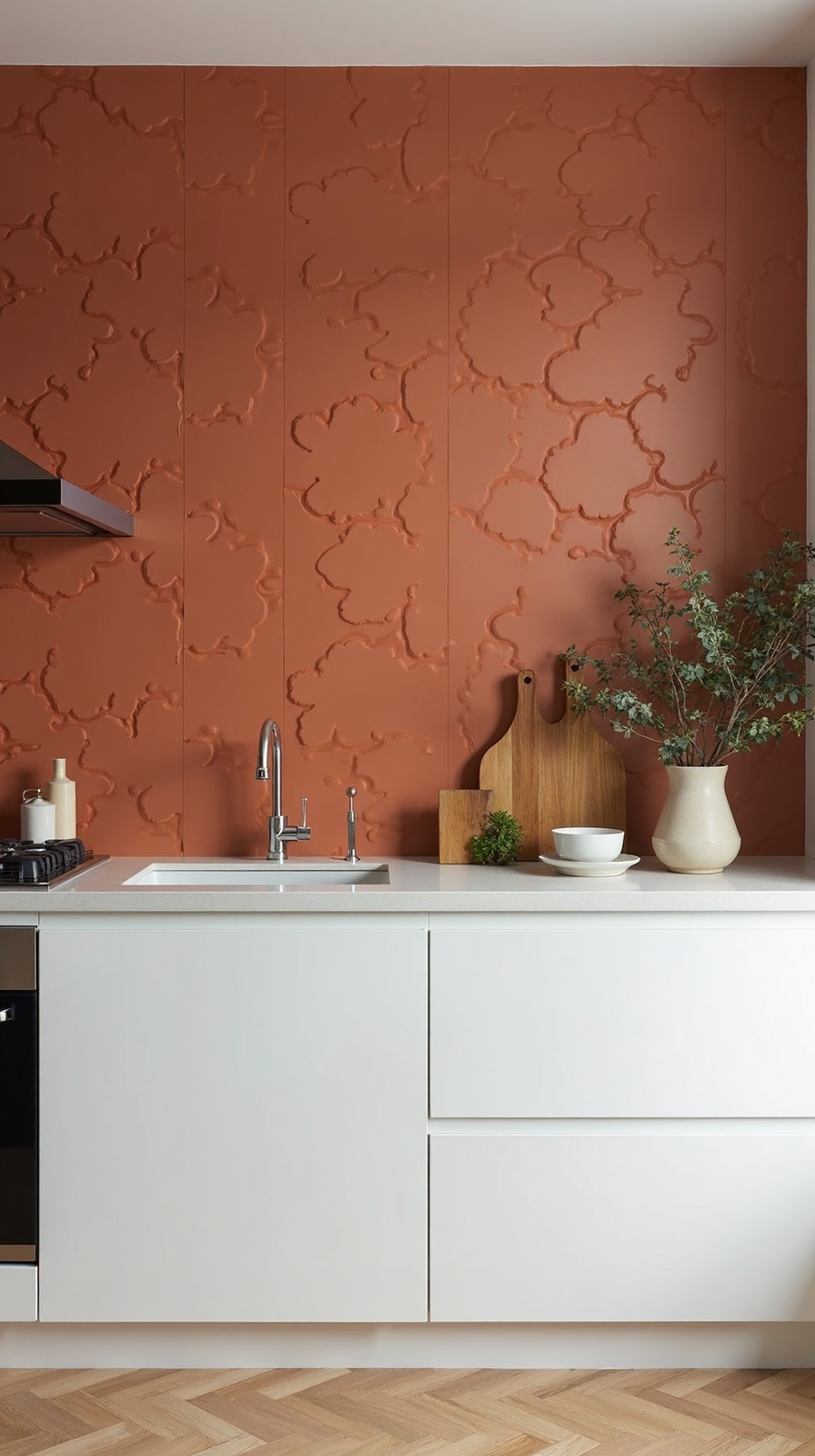 dimensional paint transforms kitchen backsplash
