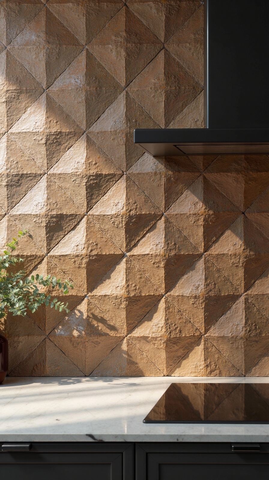 dimensional textured sculptural kitchen tile mosaic