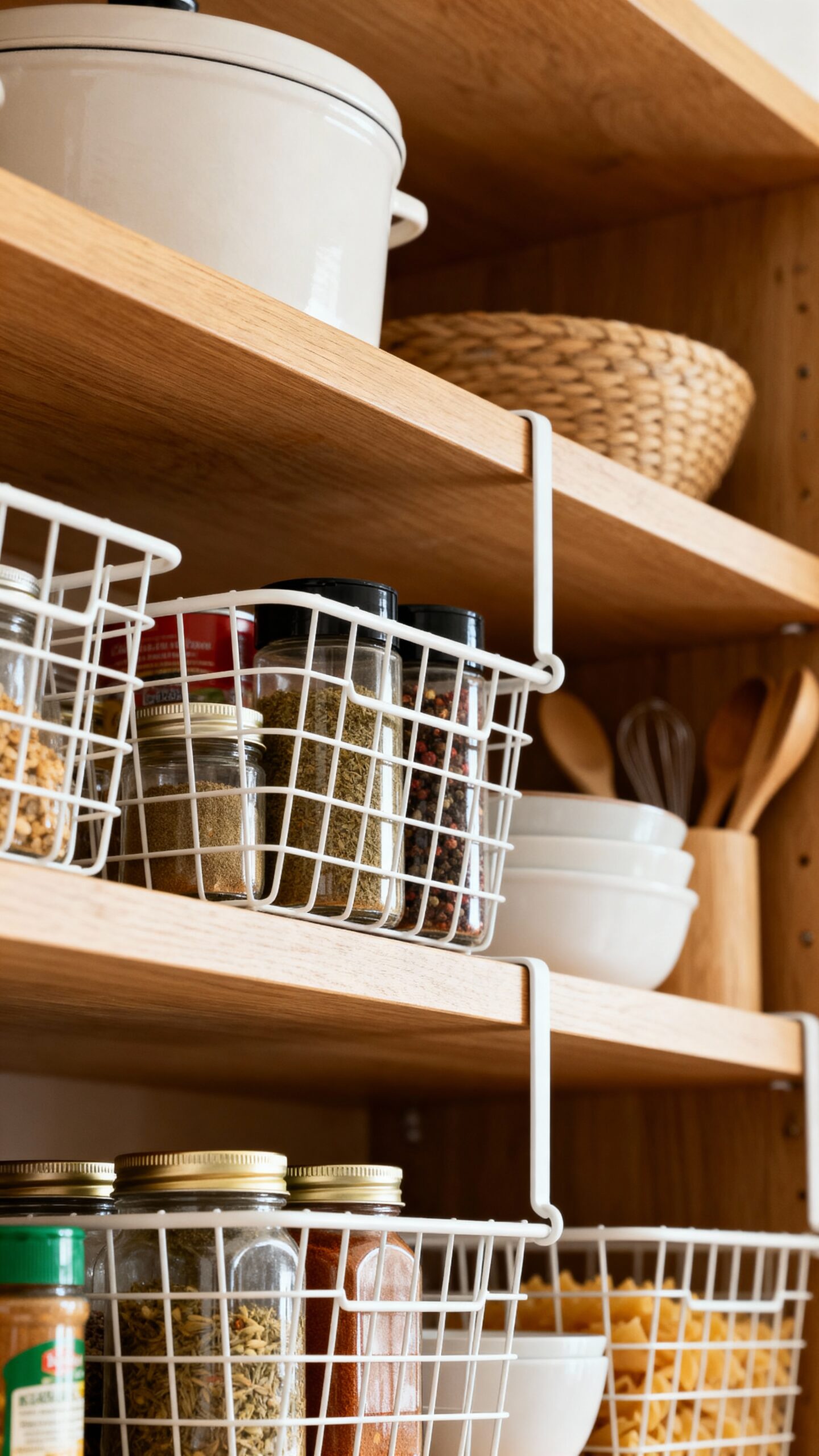 double storage space with wire baskets