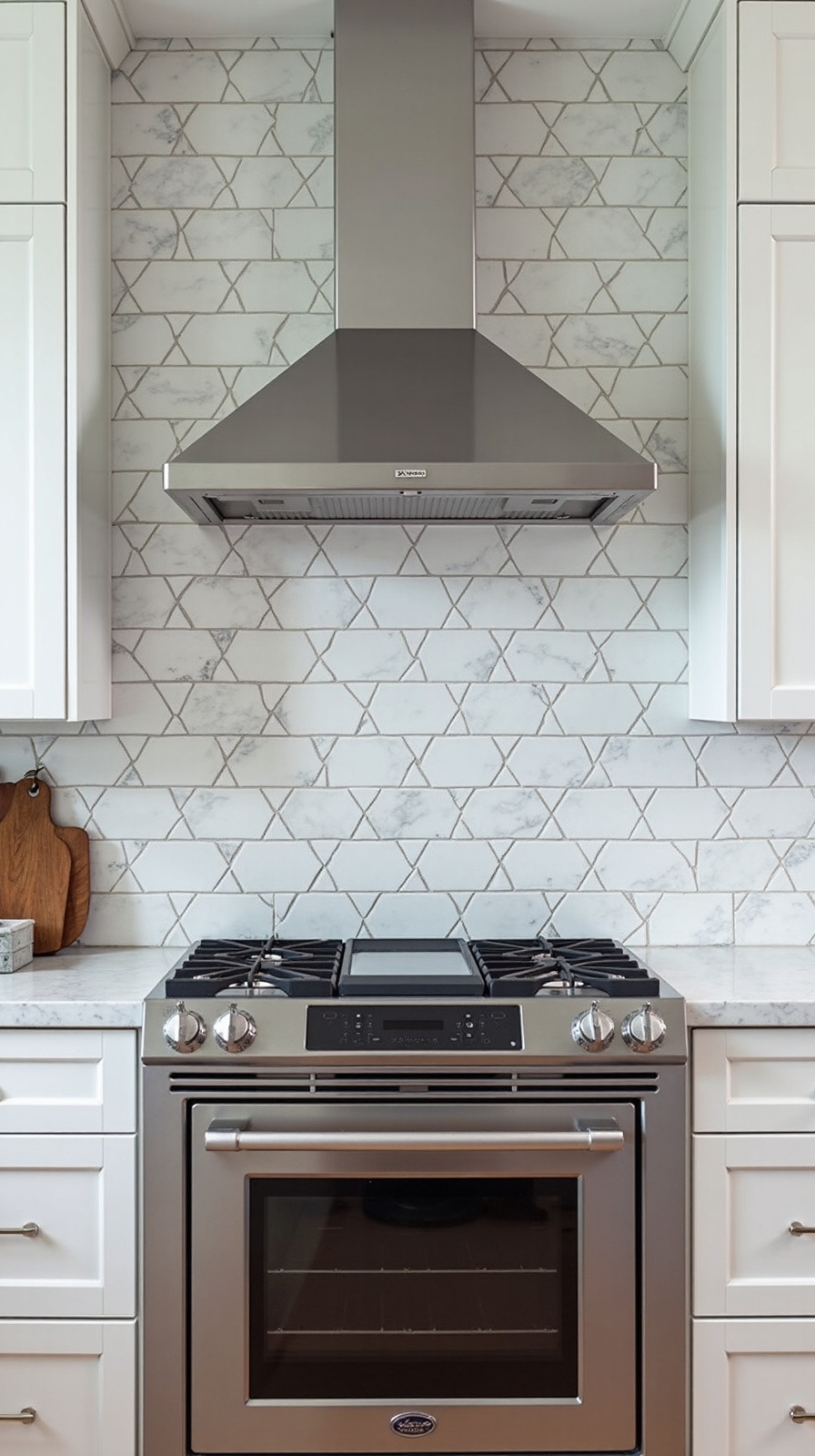 dramatic contrast marble backsplash design