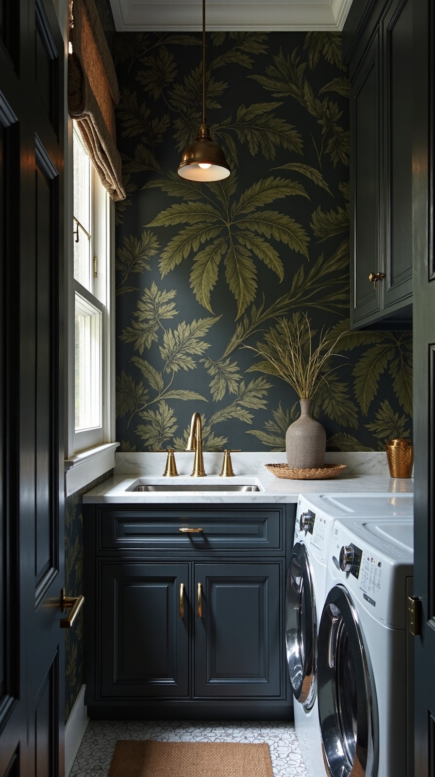 dramatic dark floral laundry transformation