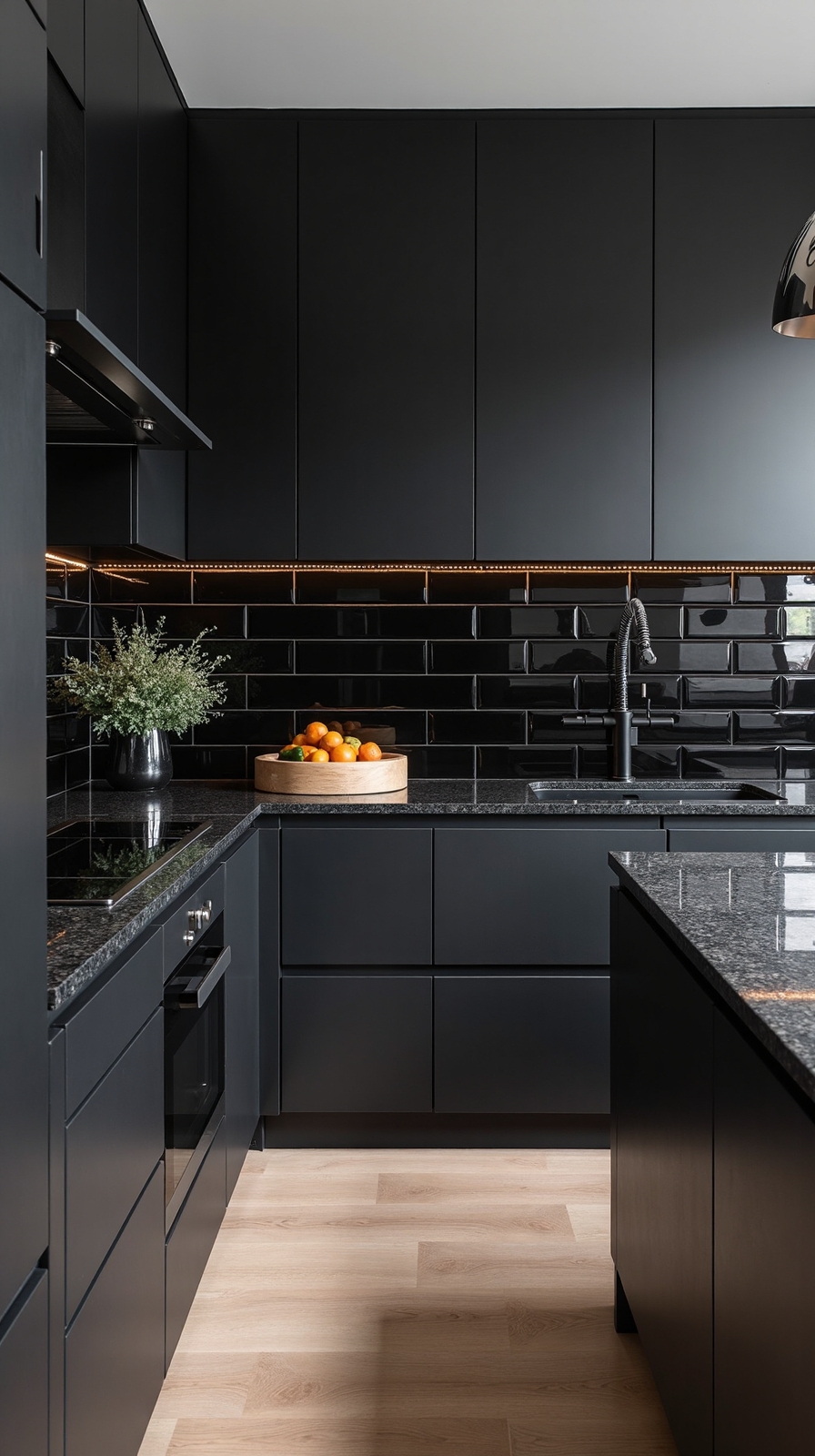 dramatic elegant moody intimate kitchen backsplash