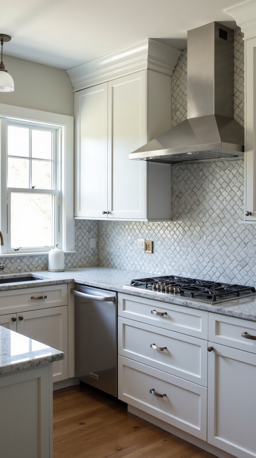 dramatic herringbone backsplash design expression