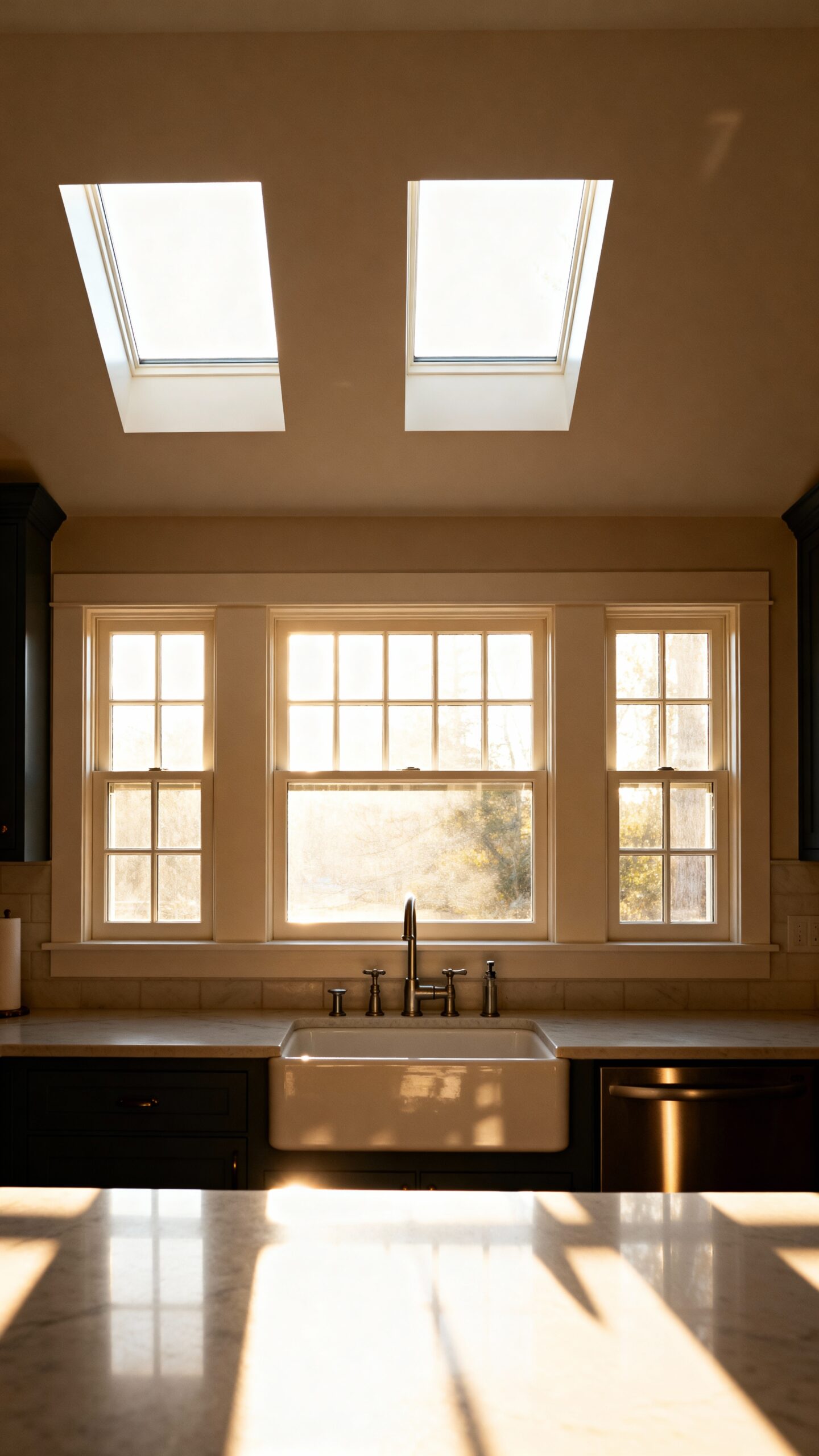 dual window kitchen lighting maximizes illumination