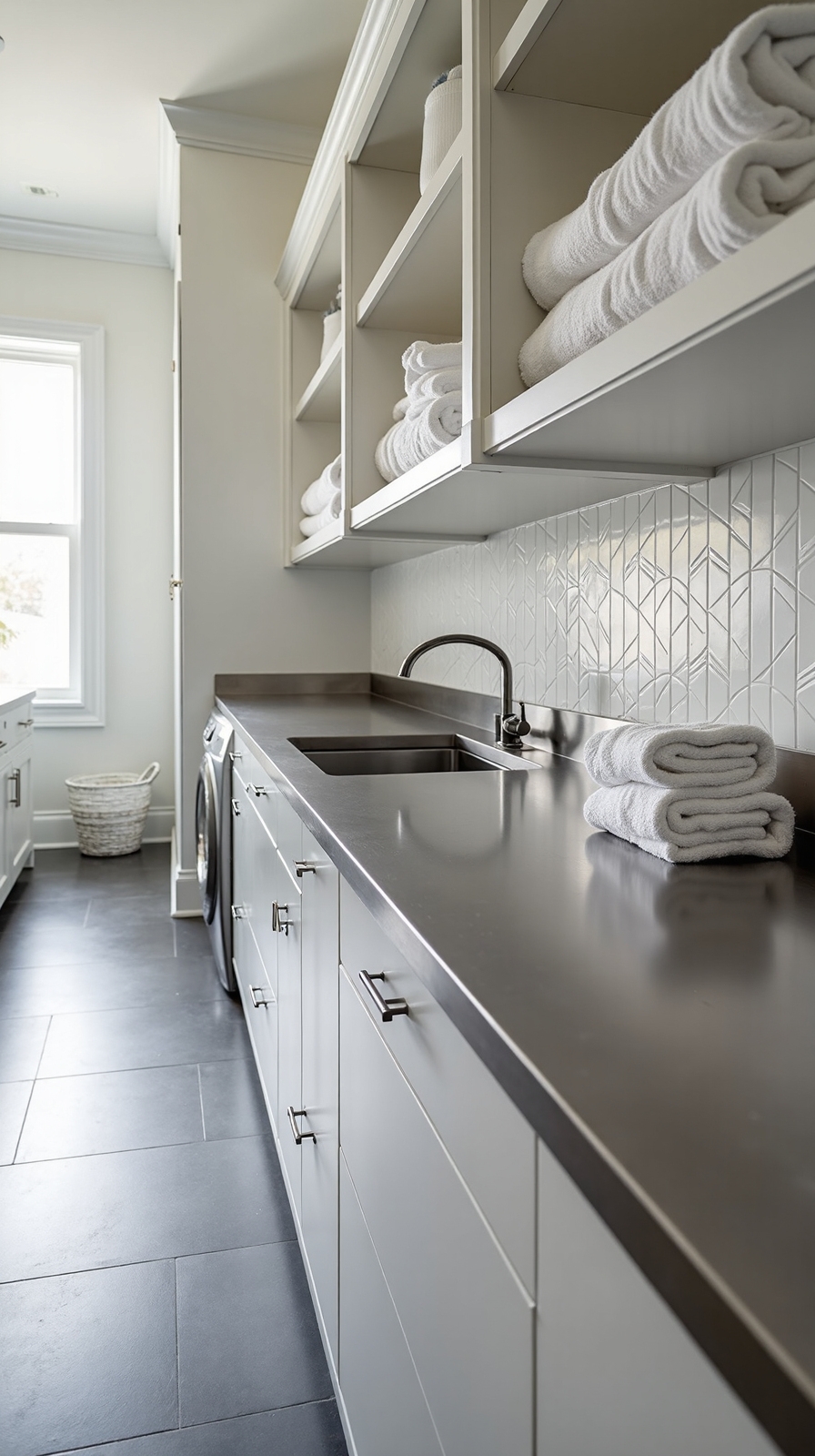 durable hygienic contemporary customizable metal countertops