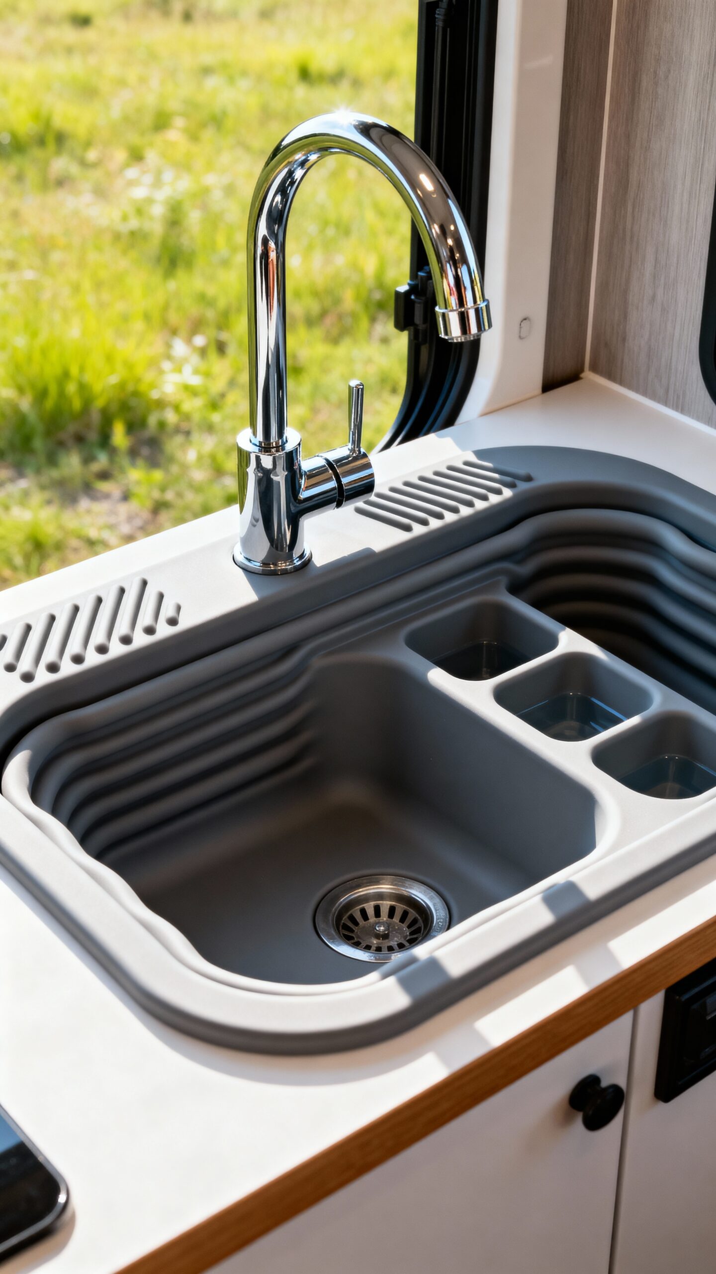 efficient compact portable versatile collapsible rv sinks