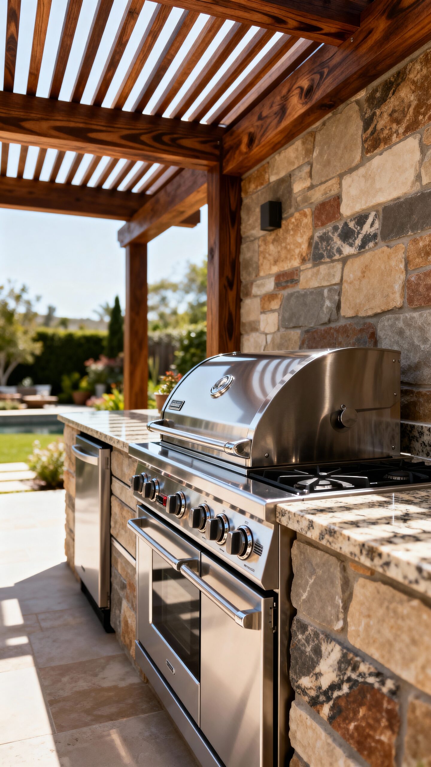 efficient corner grill entertainment space