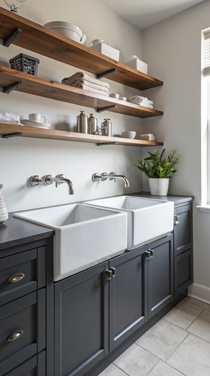 efficient multi tasking laundry workspace configuration