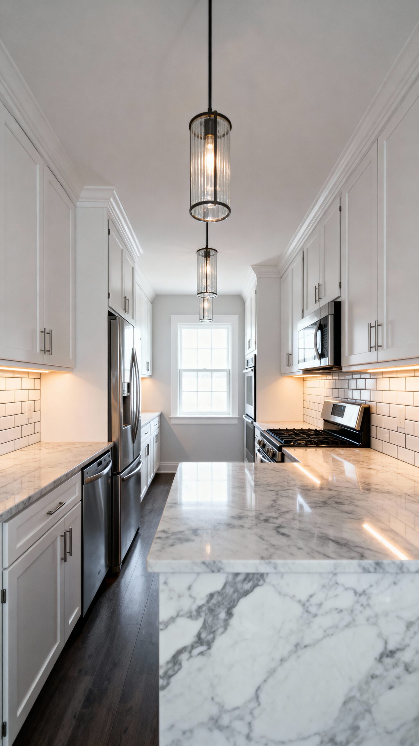 efficient strategic streamlined spacious galley kitchen