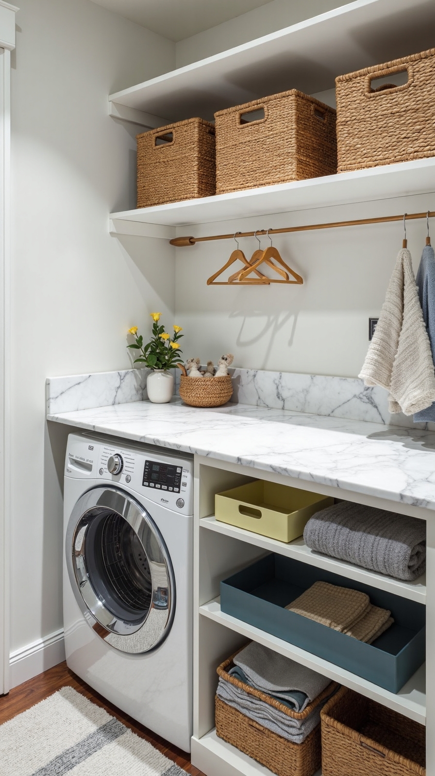 efficient stylish organized laundry folding station