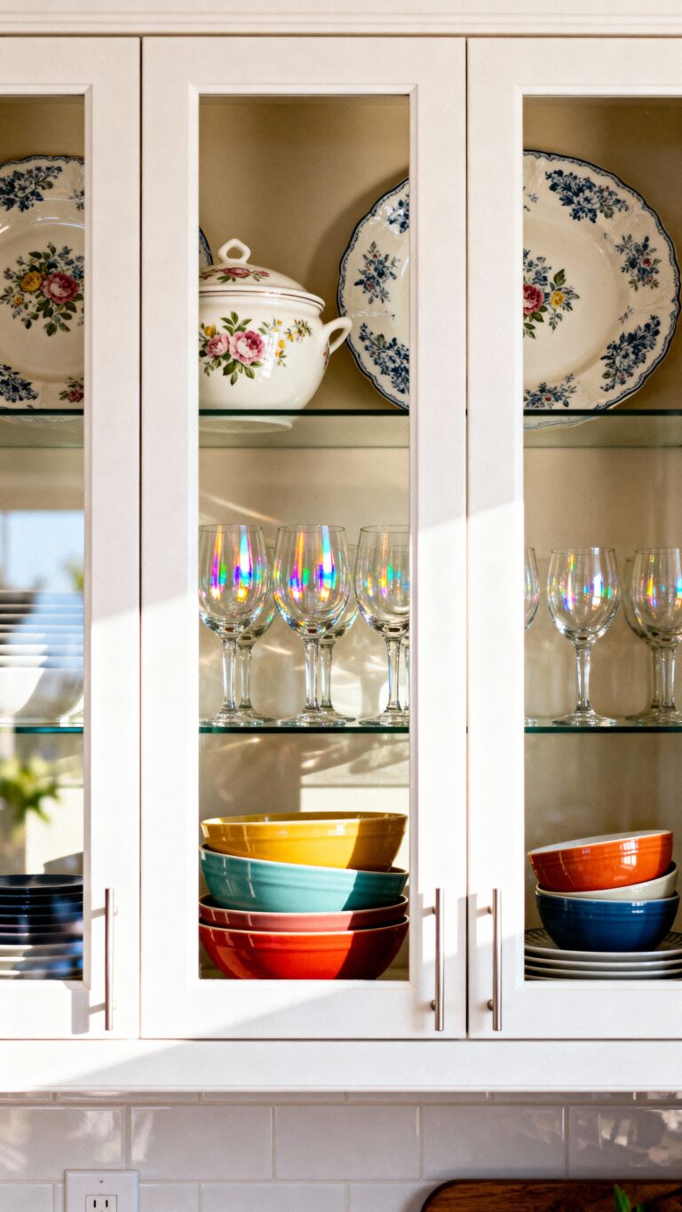 elegant airy kitchen glass cabinets